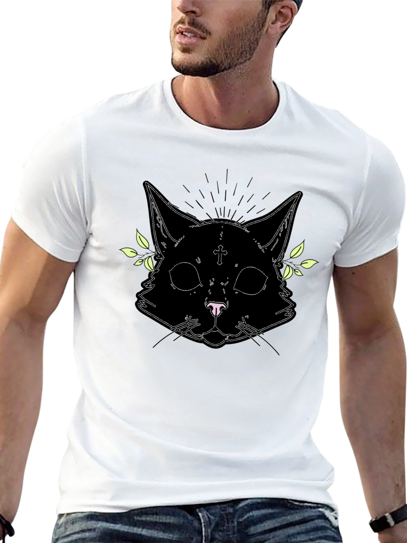 Gothic Cat Graphic Tee - Unisex Black T-Shirt