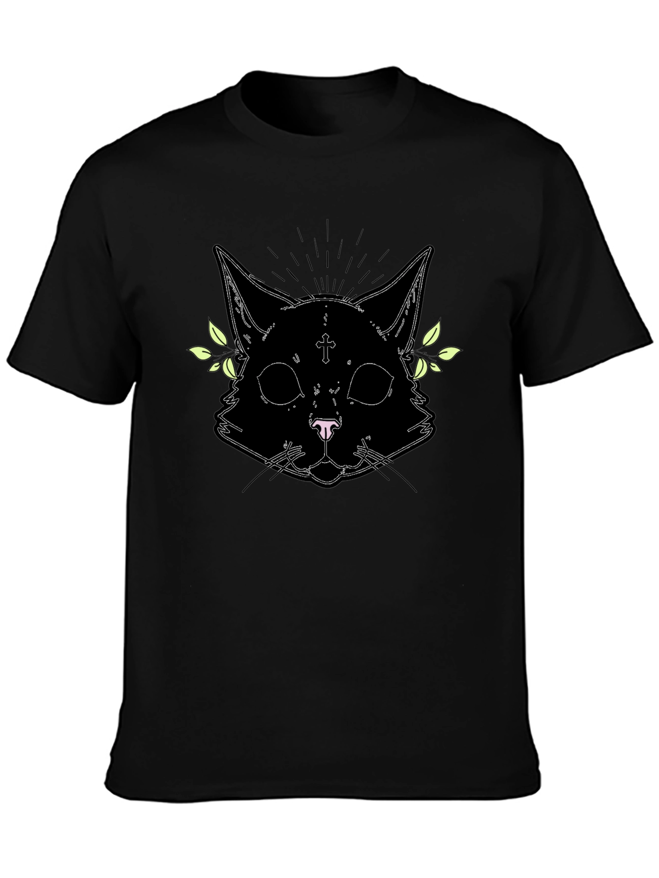 Gothic Cat Graphic Tee - Unisex Black T-Shirt