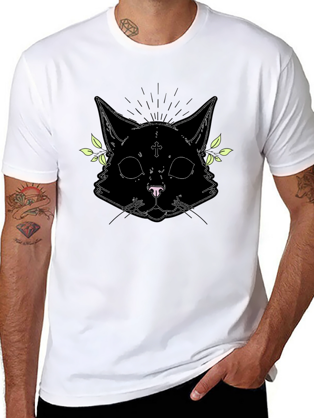 Gothic Cat Graphic Tee - Unisex Black T-Shirt
