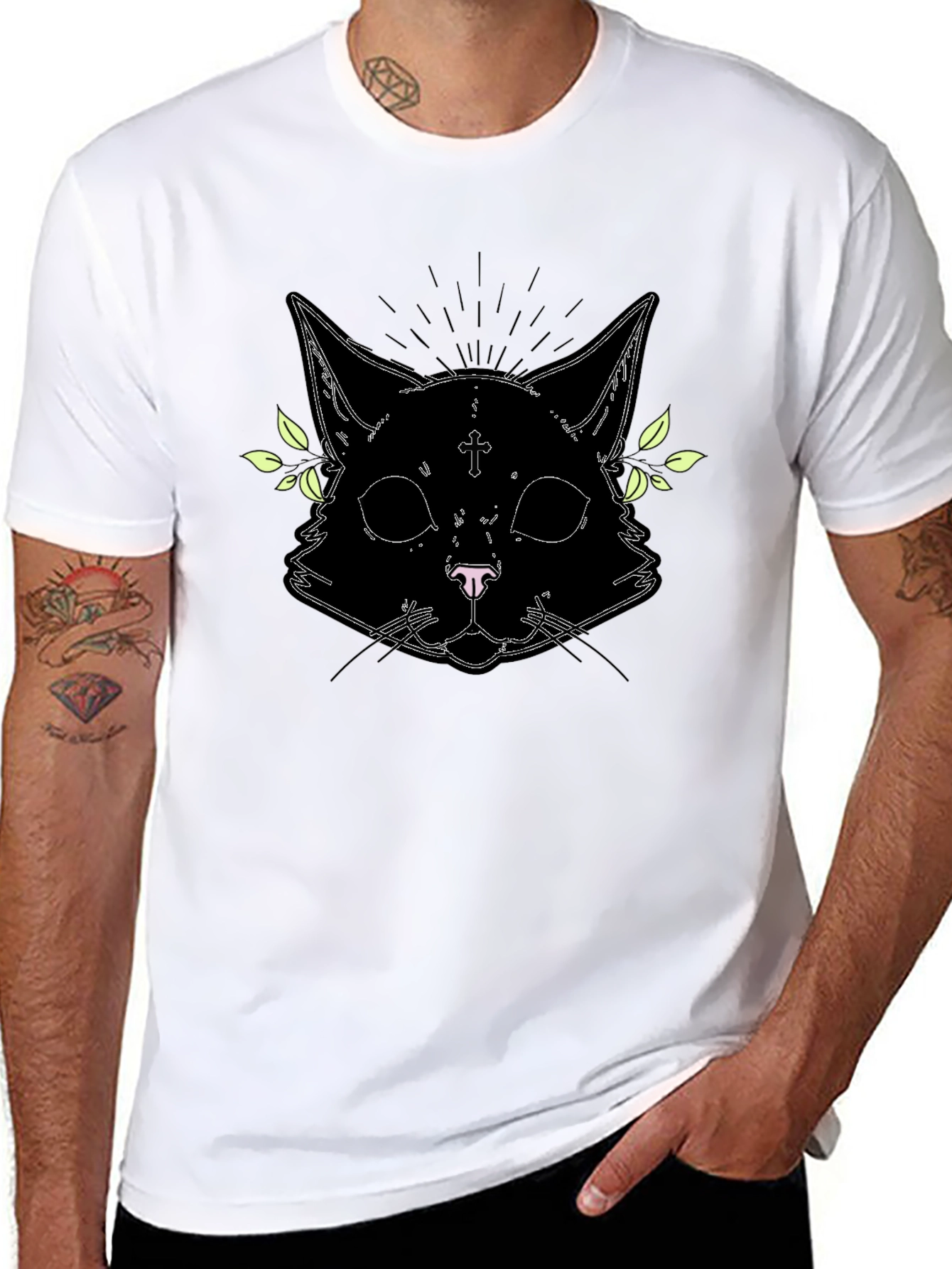 Gothic Cat Graphic Tee - Unisex Black T-Shirt