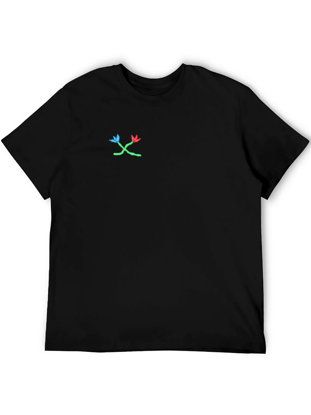 Black T-Shirt with Floral Design