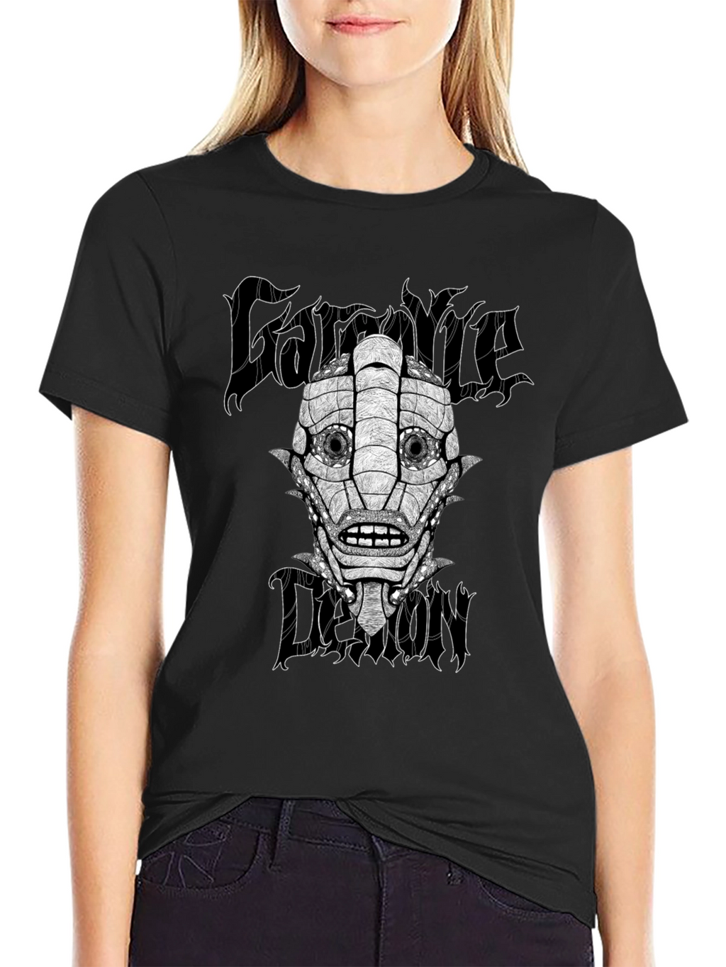 Gargoyle Demon Graphic Black T-Shirt