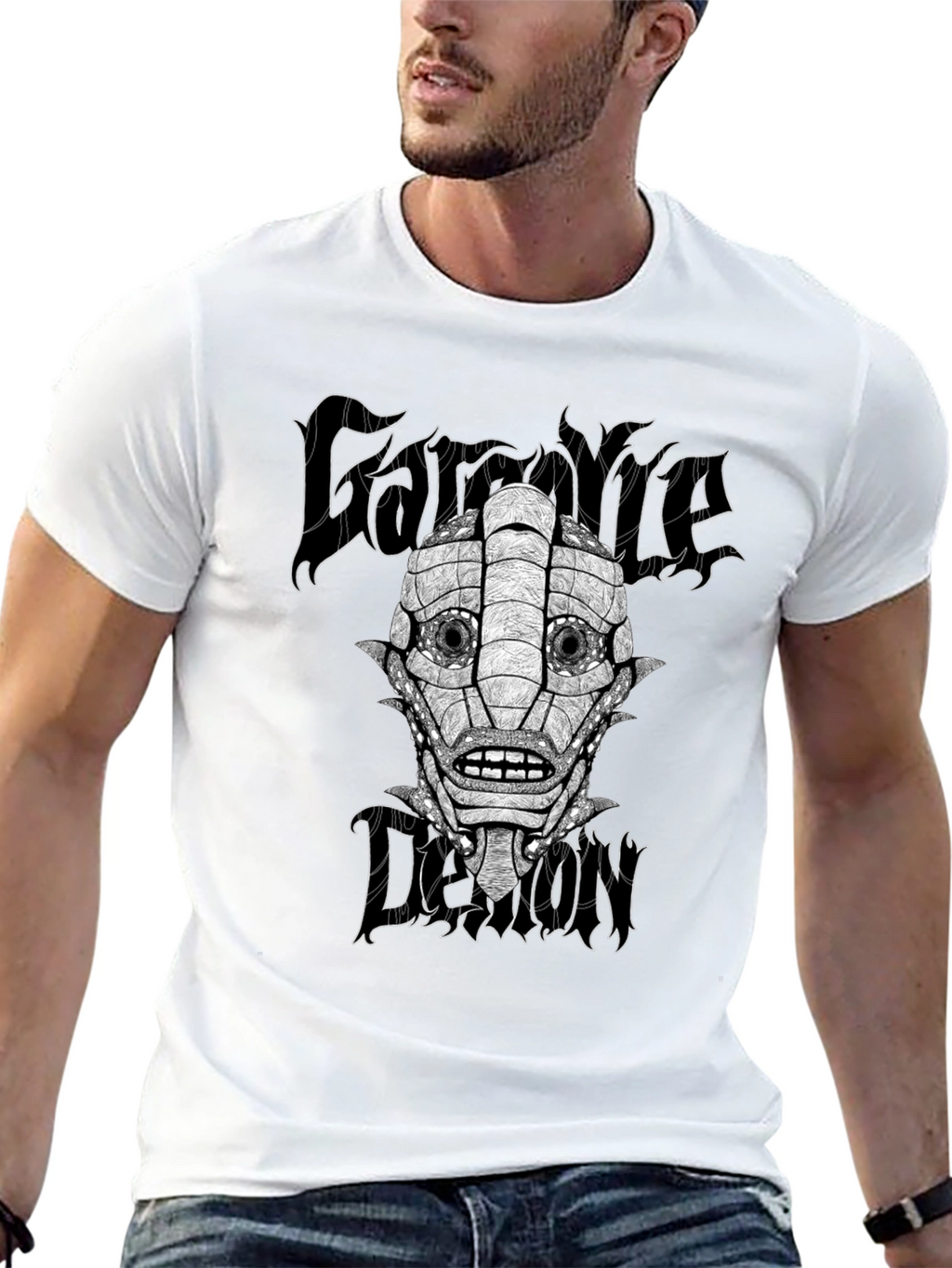 Gargoyle Demon Graphic Black T-Shirt
