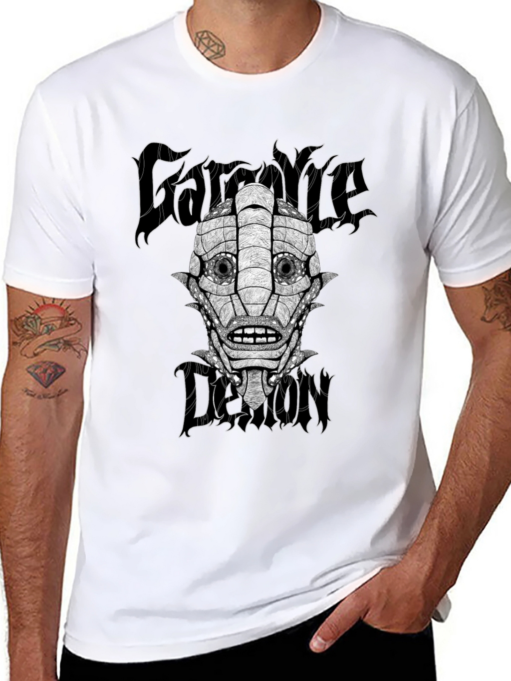 Gargoyle Demon Graphic Black T-Shirt