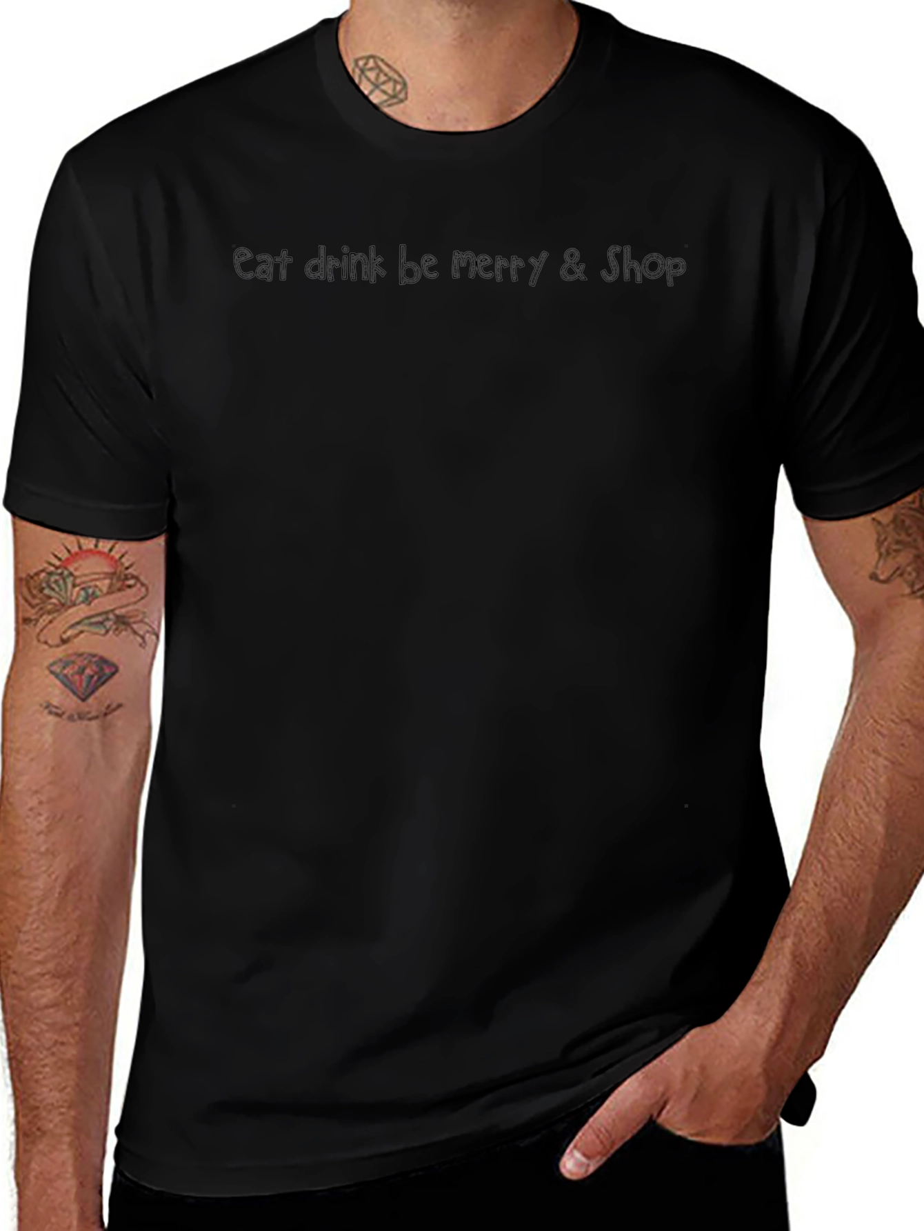 Eat Drink Be Merry & Shop Black T-Shirt