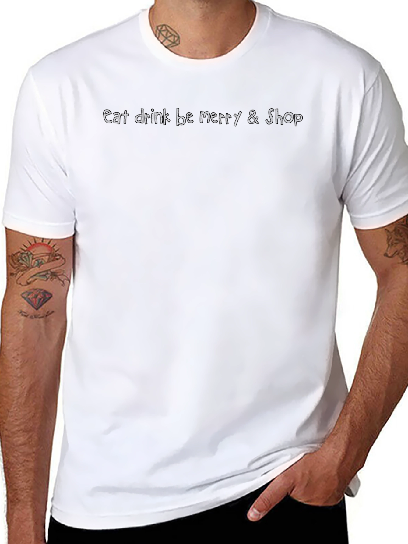 Eat Drink Be Merry & Shop Black T-Shirt