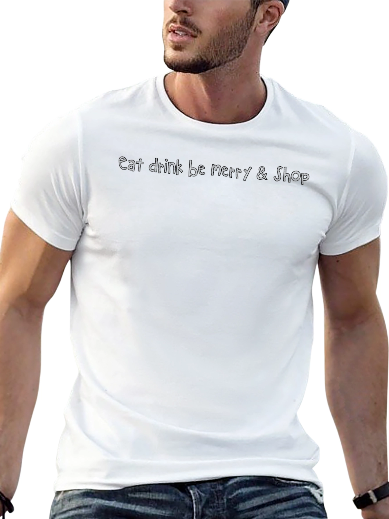 Eat Drink Be Merry & Shop Black T-Shirt