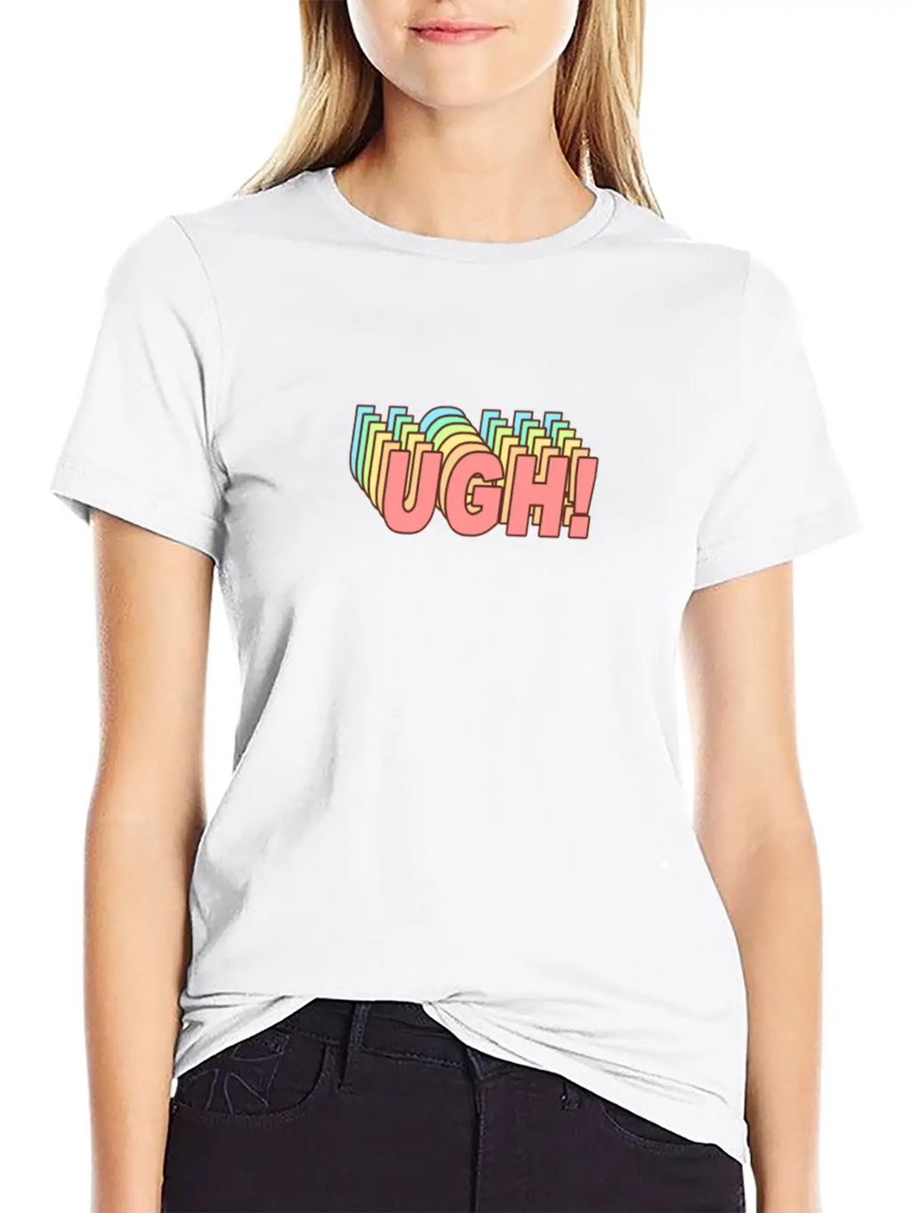 UGH! - Funny Sigh Clueless Typography In Retro 70s Relaxed Everyday Tee – Lightweight And Durable Cotton