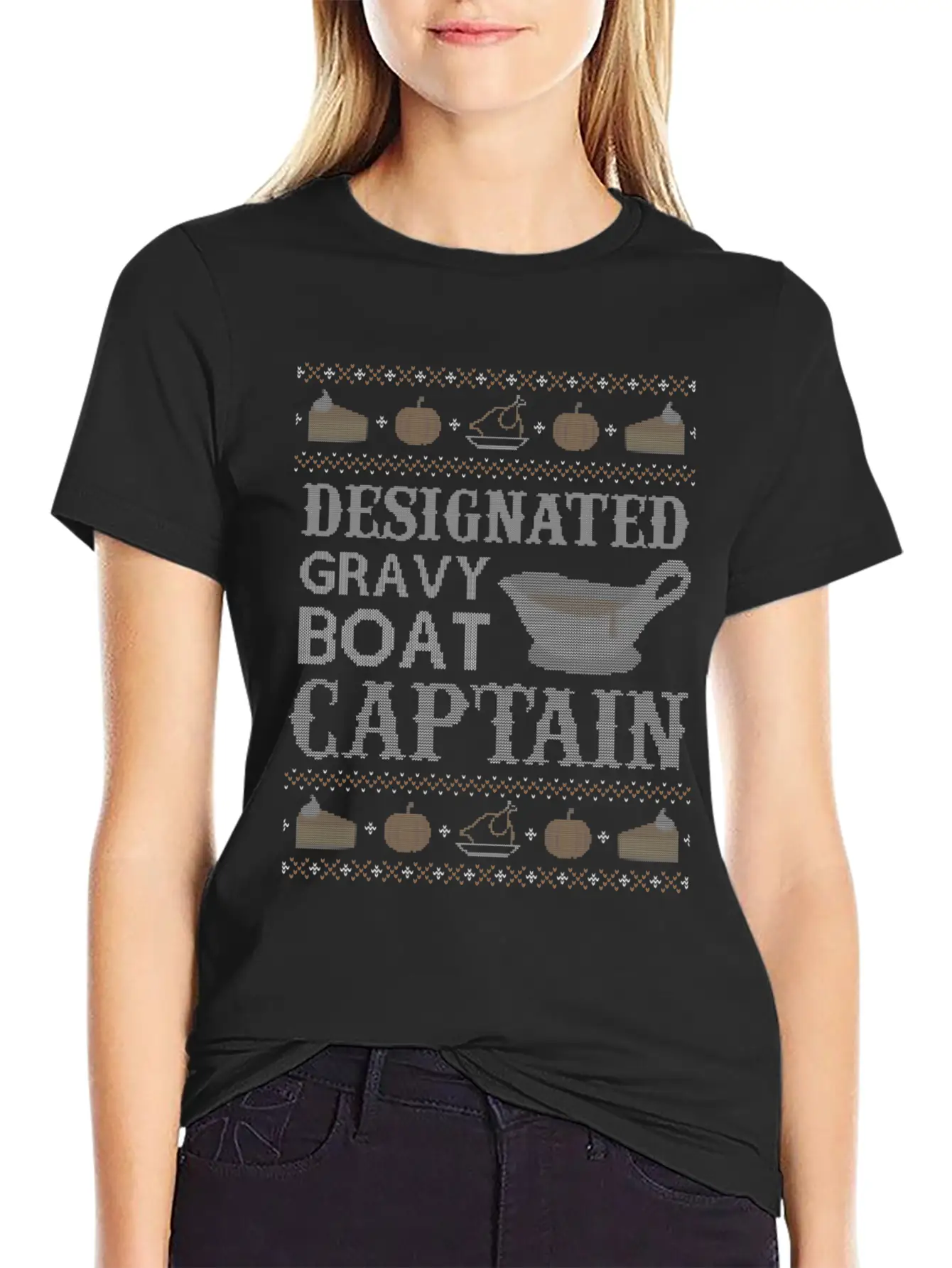 Ugly Thangiving Gravy Boat Captain Basic Graphic T-Shirt – Daily Comfort In Soft Cotton