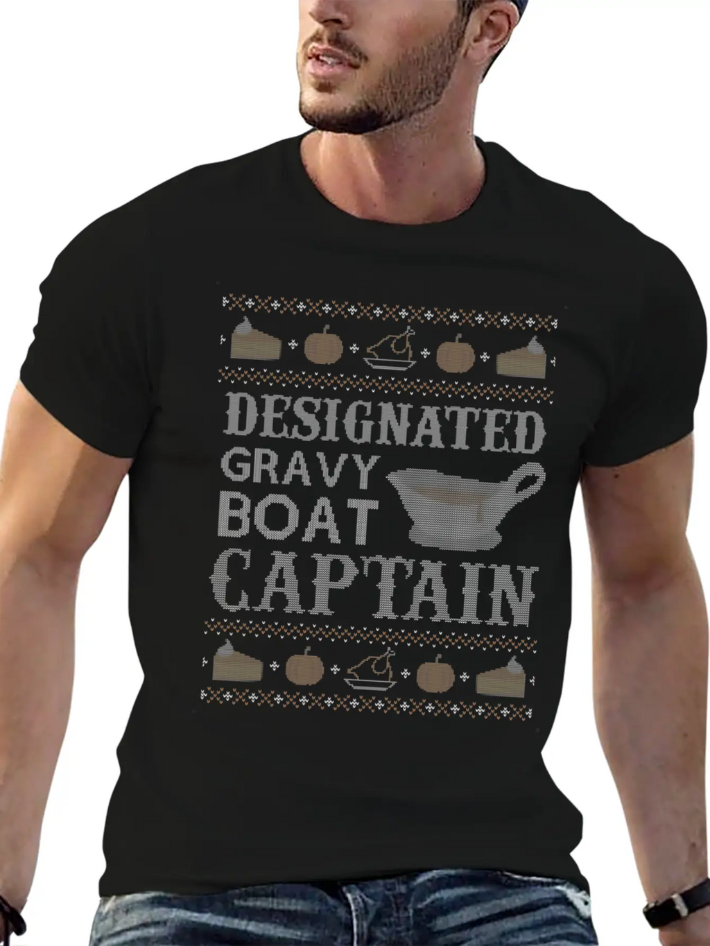 Ugly Thangiving Gravy Boat Captain Basic Graphic T-Shirt – Daily Comfort In Soft Cotton