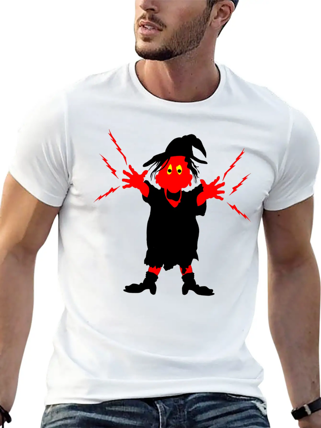 Ugly Witch With Magic Forces Lightning Stylish Everyday T-Shirt – Unisex Basic Cotton Tee