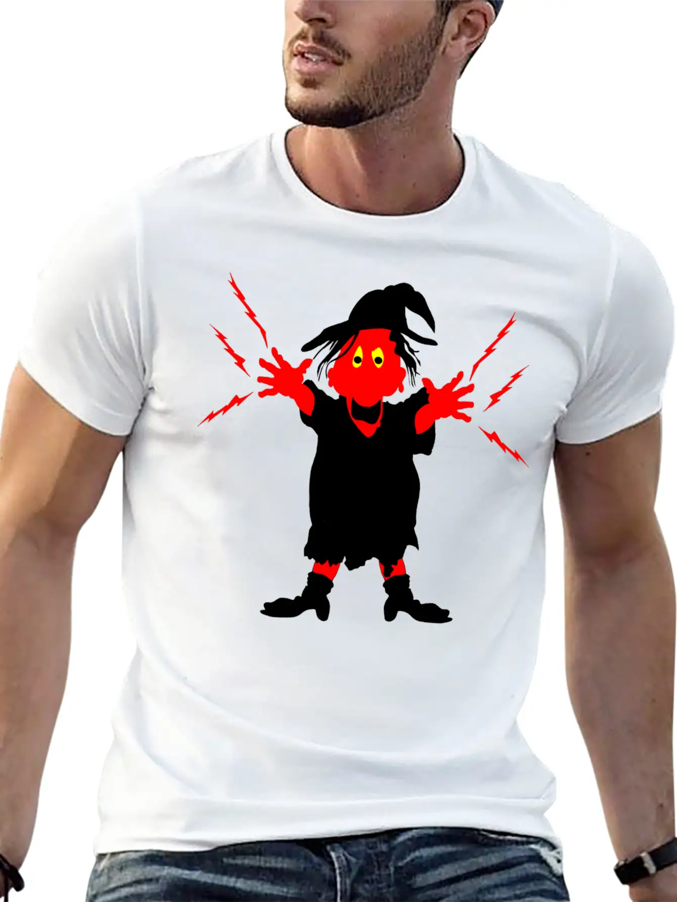Ugly Witch With Magic Forces Lightning Stylish Everyday T-Shirt – Unisex Basic Cotton Tee