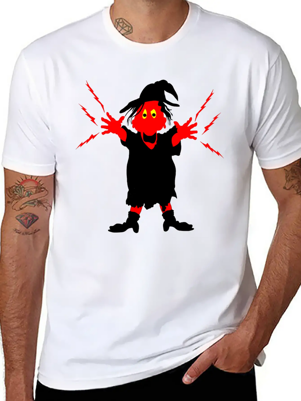 Ugly Witch With Magic Forces Lightning Stylish Everyday T-Shirt – Unisex Basic Cotton Tee
