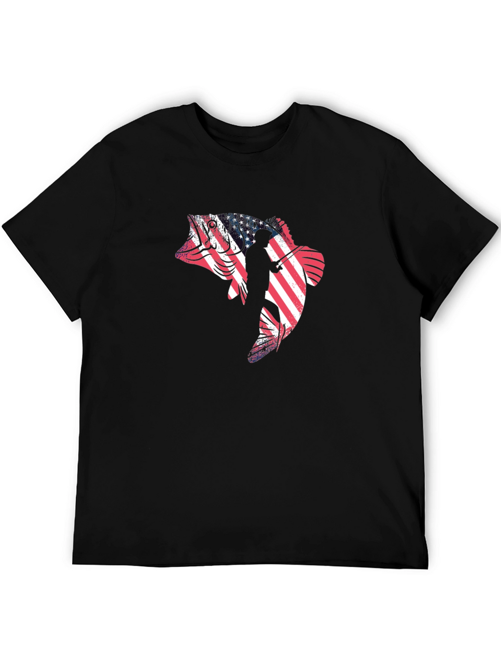 American Fish Angler Black Graphic Tee