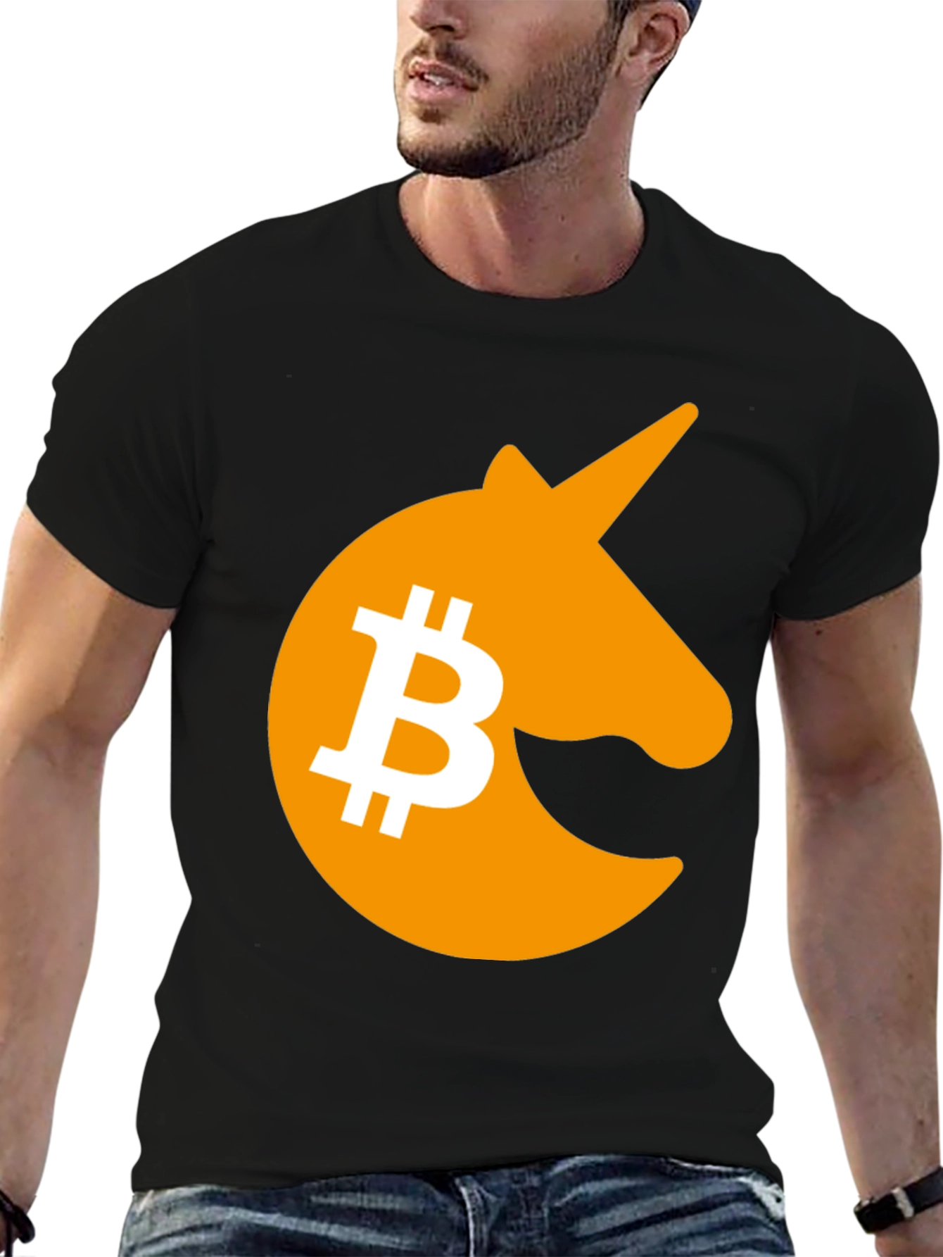 Bitcoin Unicorn Graphic T-Shirt - Black Crypto Tee