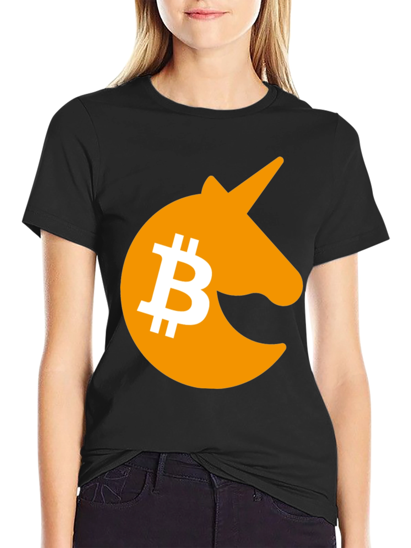 Bitcoin Unicorn Graphic T-Shirt - Black Crypto Tee