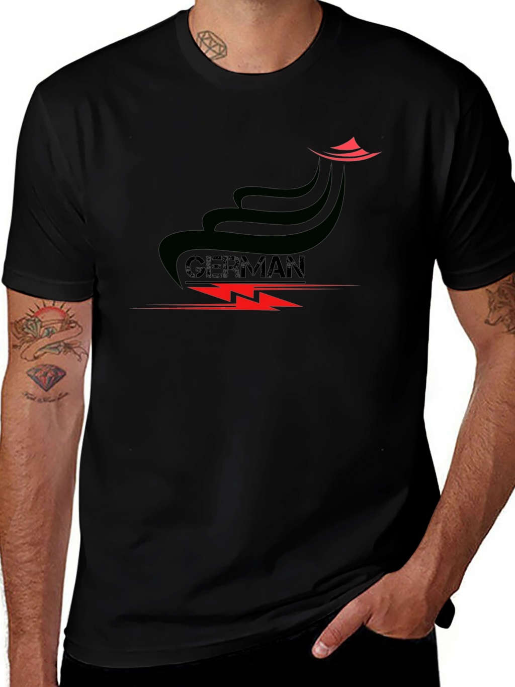 German Style Black Graphic Tee