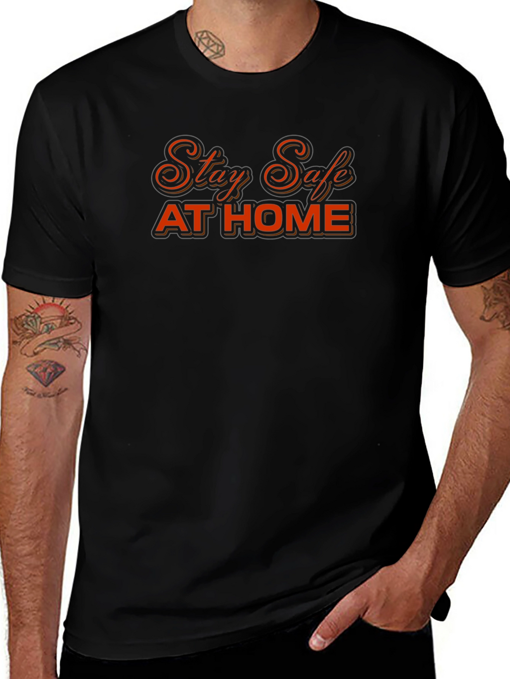 Stay Safe at Home Black T-Shirt