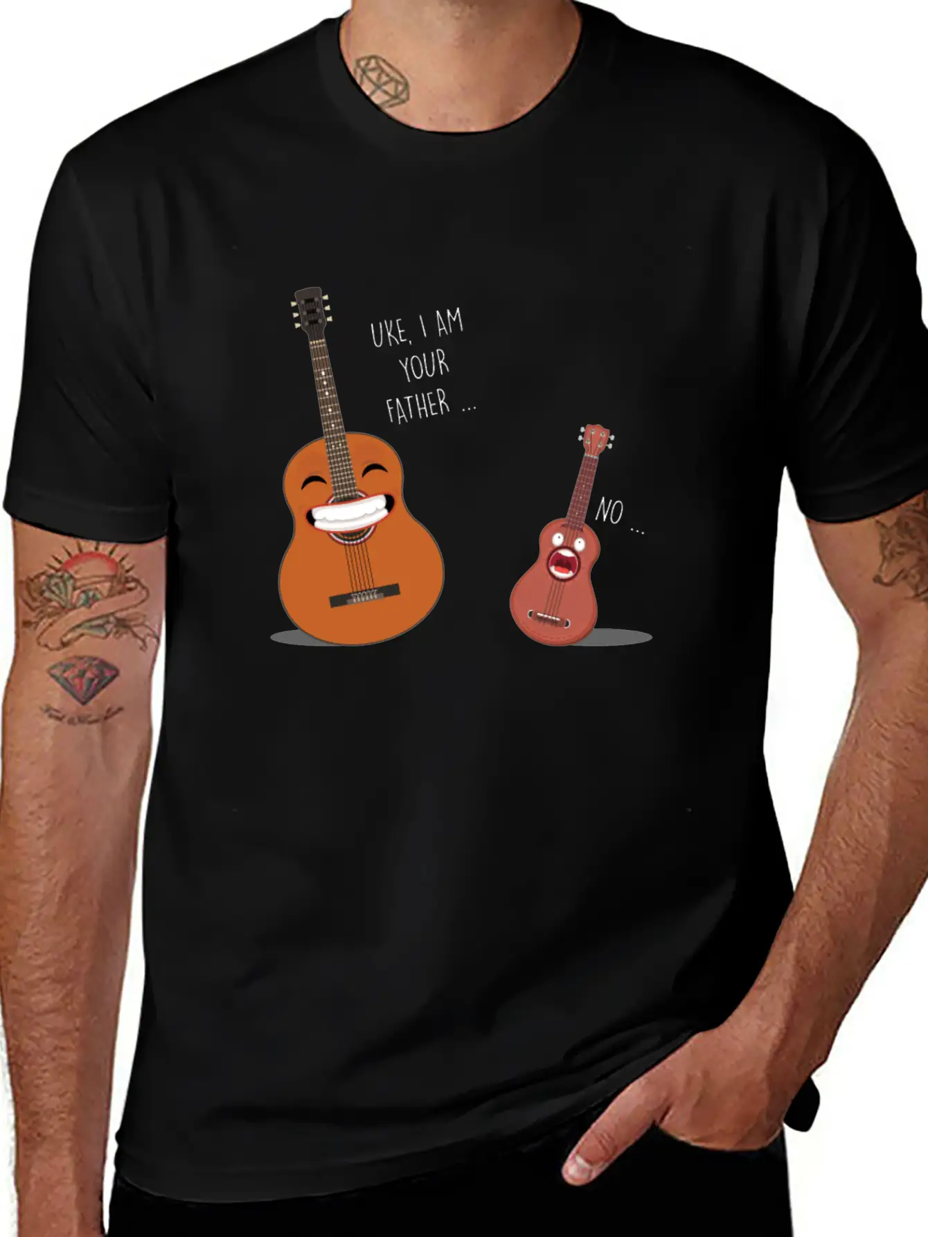 Uke Father Guitar Ukulele Acoustic Instrument Gift Relaxed Everyday Tee – Lightweight And Durable Cotton