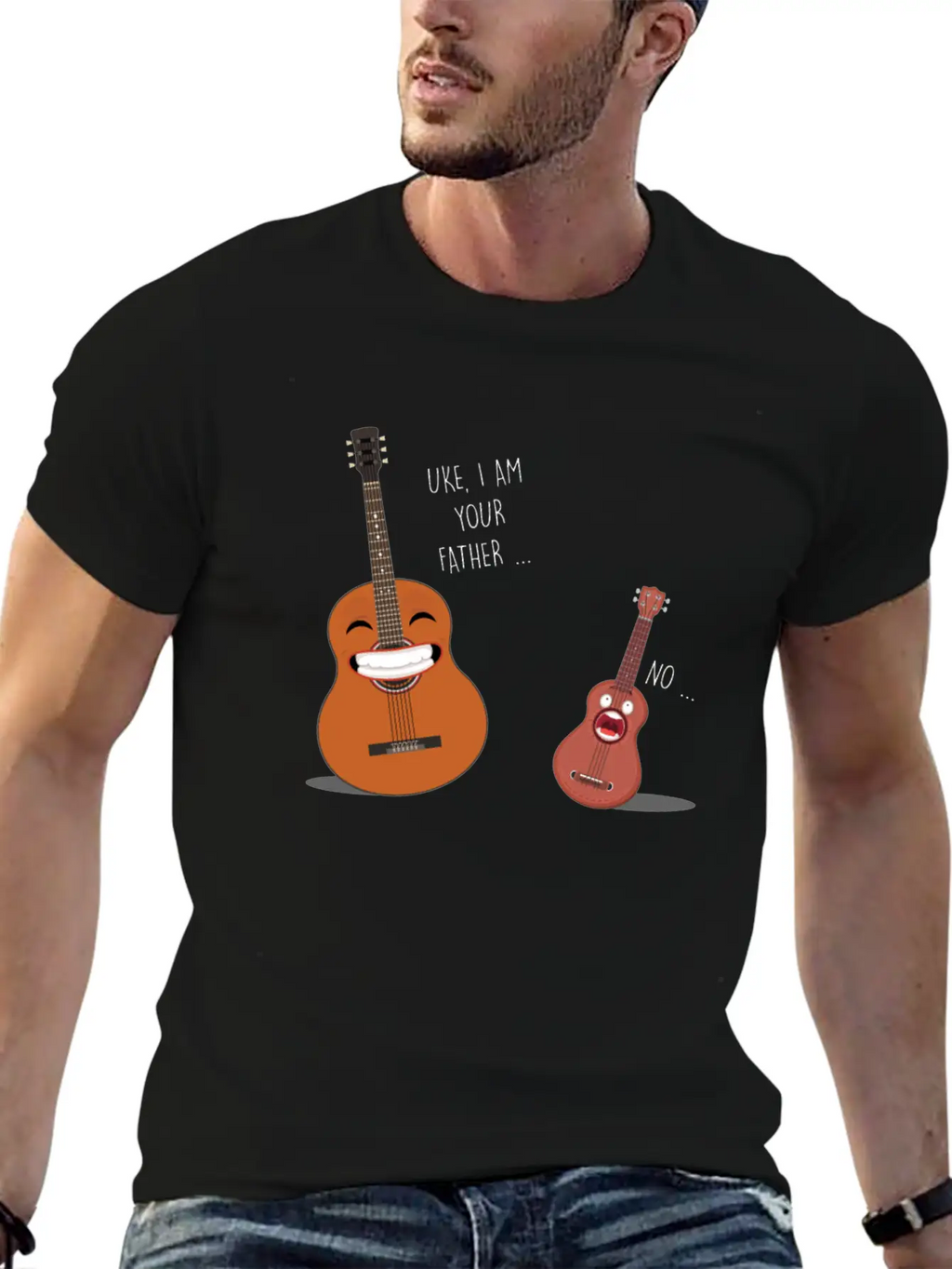 Uke Father Guitar Ukulele Acoustic Instrument Gift Relaxed Everyday Tee – Lightweight And Durable Cotton