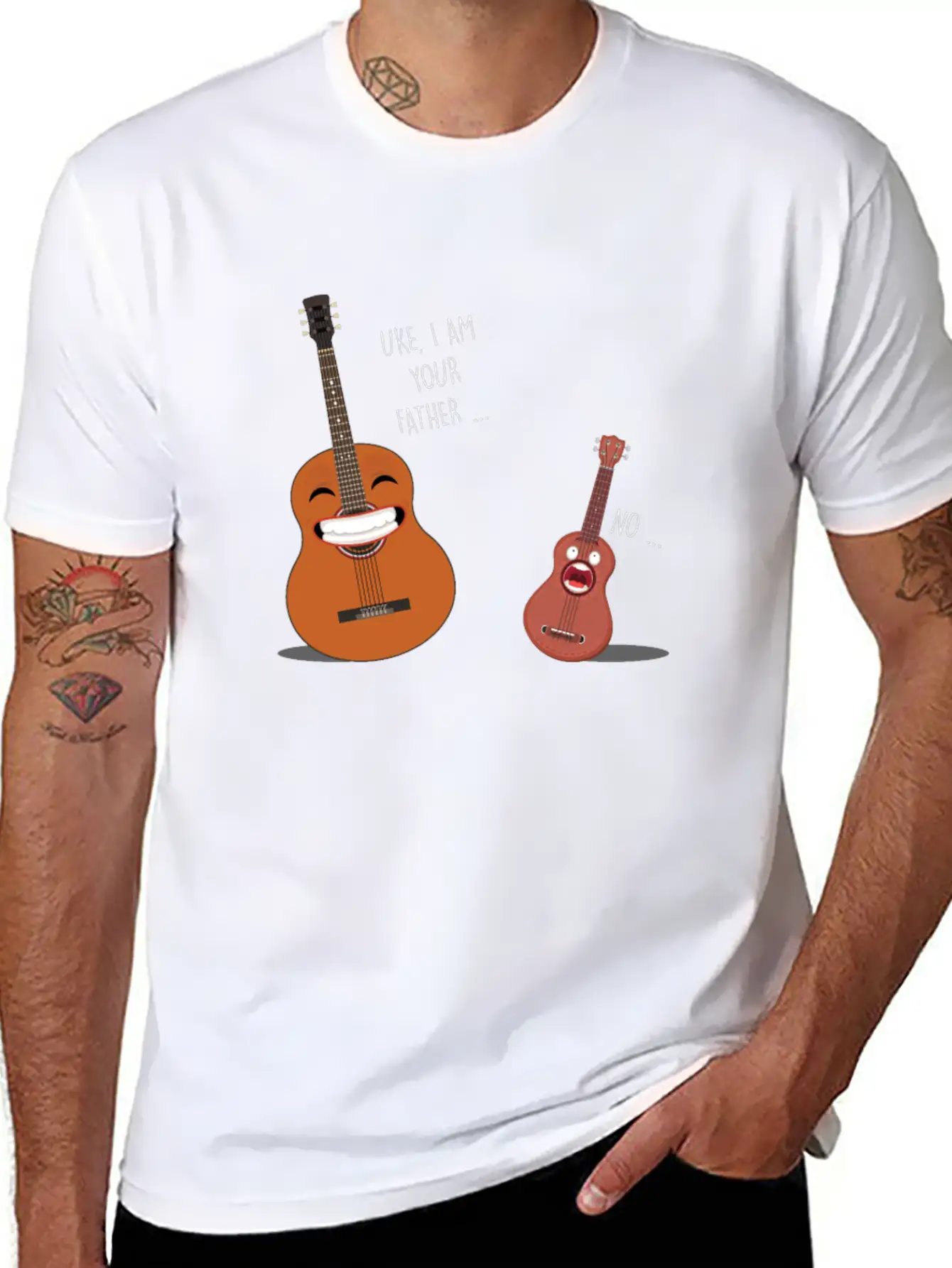 Uke Father Guitar Ukulele Acoustic Instrument Gift Relaxed Everyday Tee – Lightweight And Durable Cotton