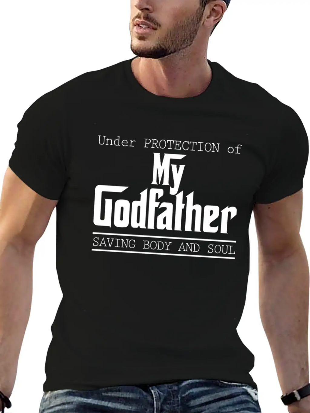 Under Protection Of Godfather Modern Fit Casual T-Shirt – Clean And Versatile Design