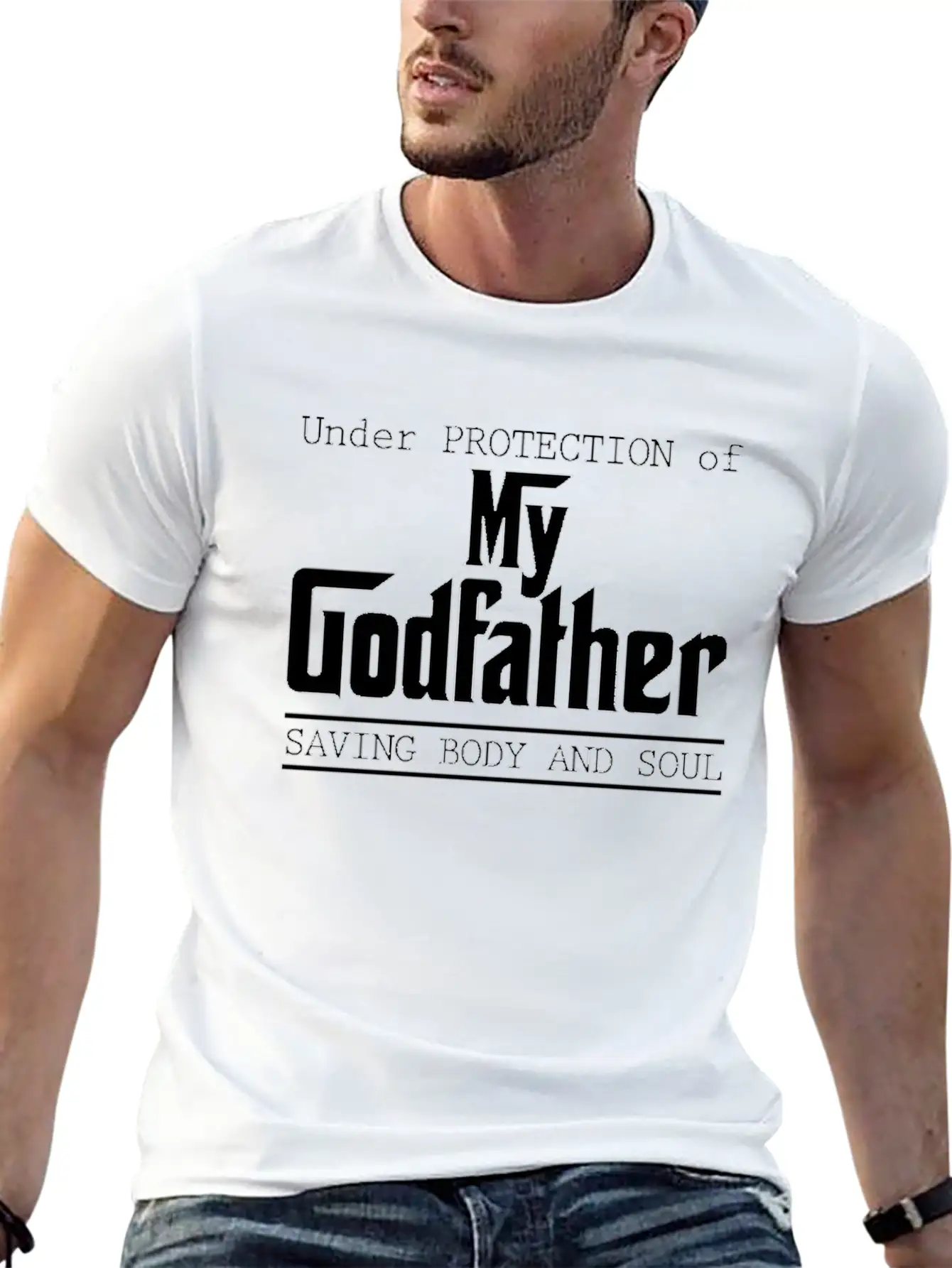 Under Protection Of Godfather Modern Fit Casual T-Shirt – Clean And Versatile Design
