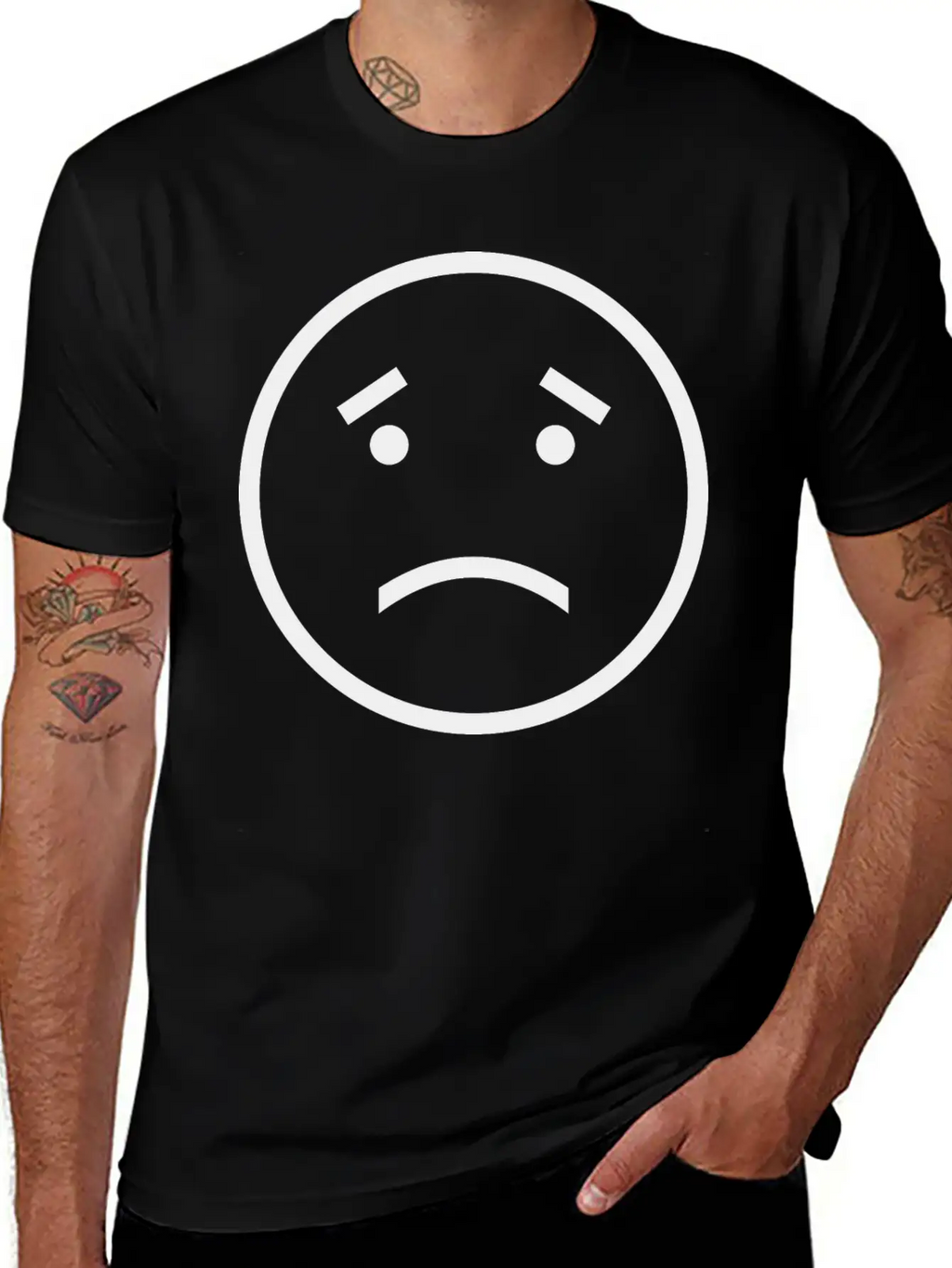 Unhappy Face Relaxed Everyday Tee – Lightweight And Durable Cotton