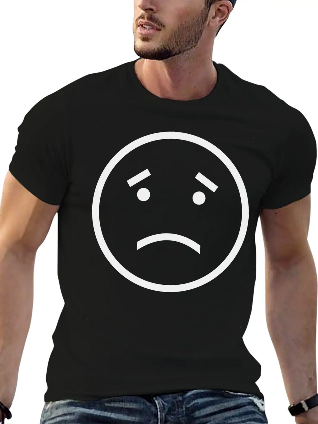 Unhappy Face Relaxed Everyday Tee – Lightweight And Durable Cotton