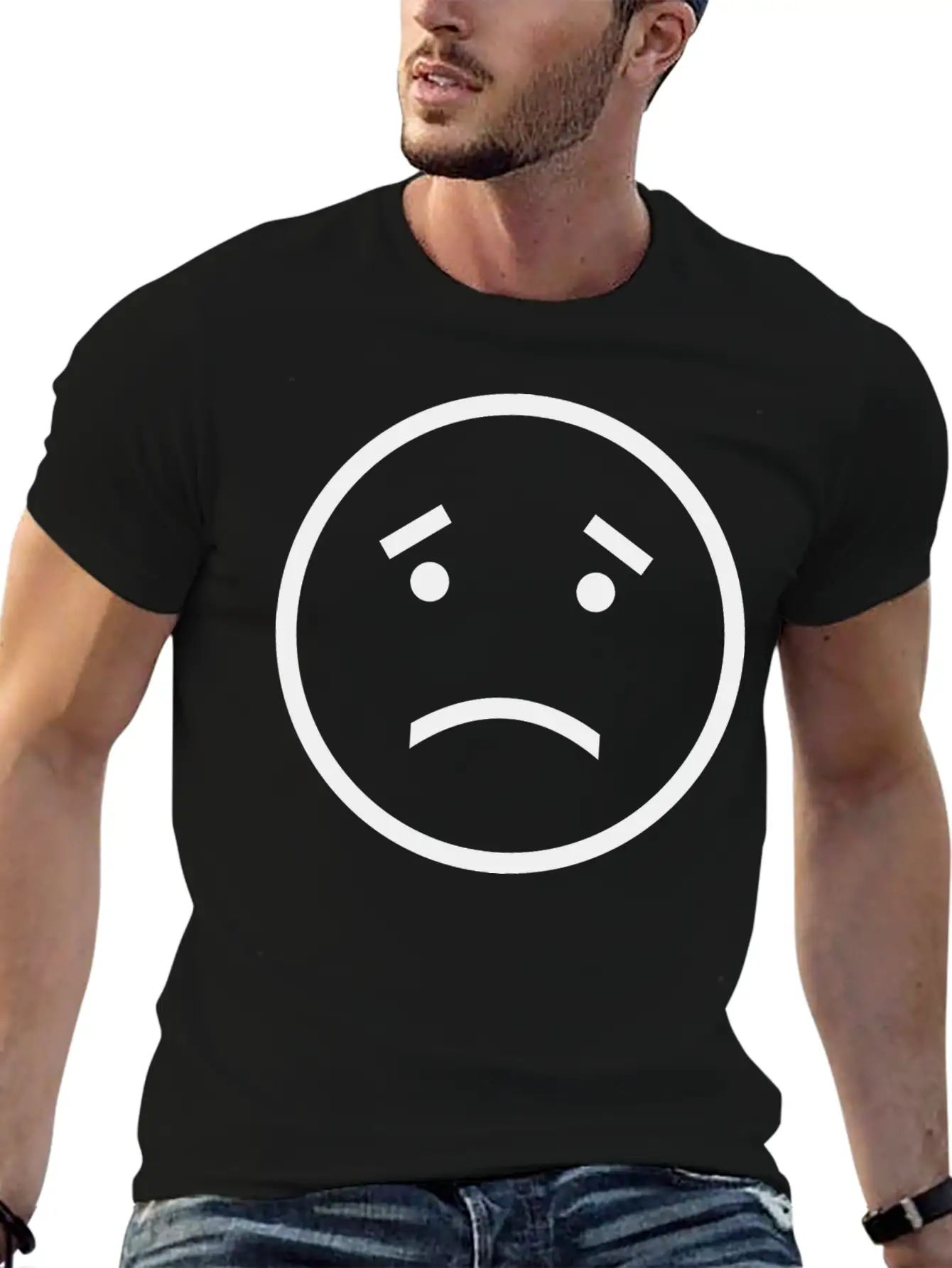 Unhappy Face Relaxed Everyday Tee – Lightweight And Durable Cotton