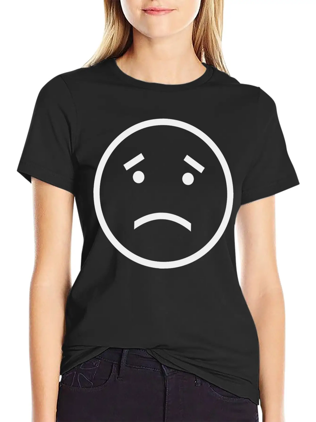 Unhappy Face Relaxed Everyday Tee – Lightweight And Durable Cotton