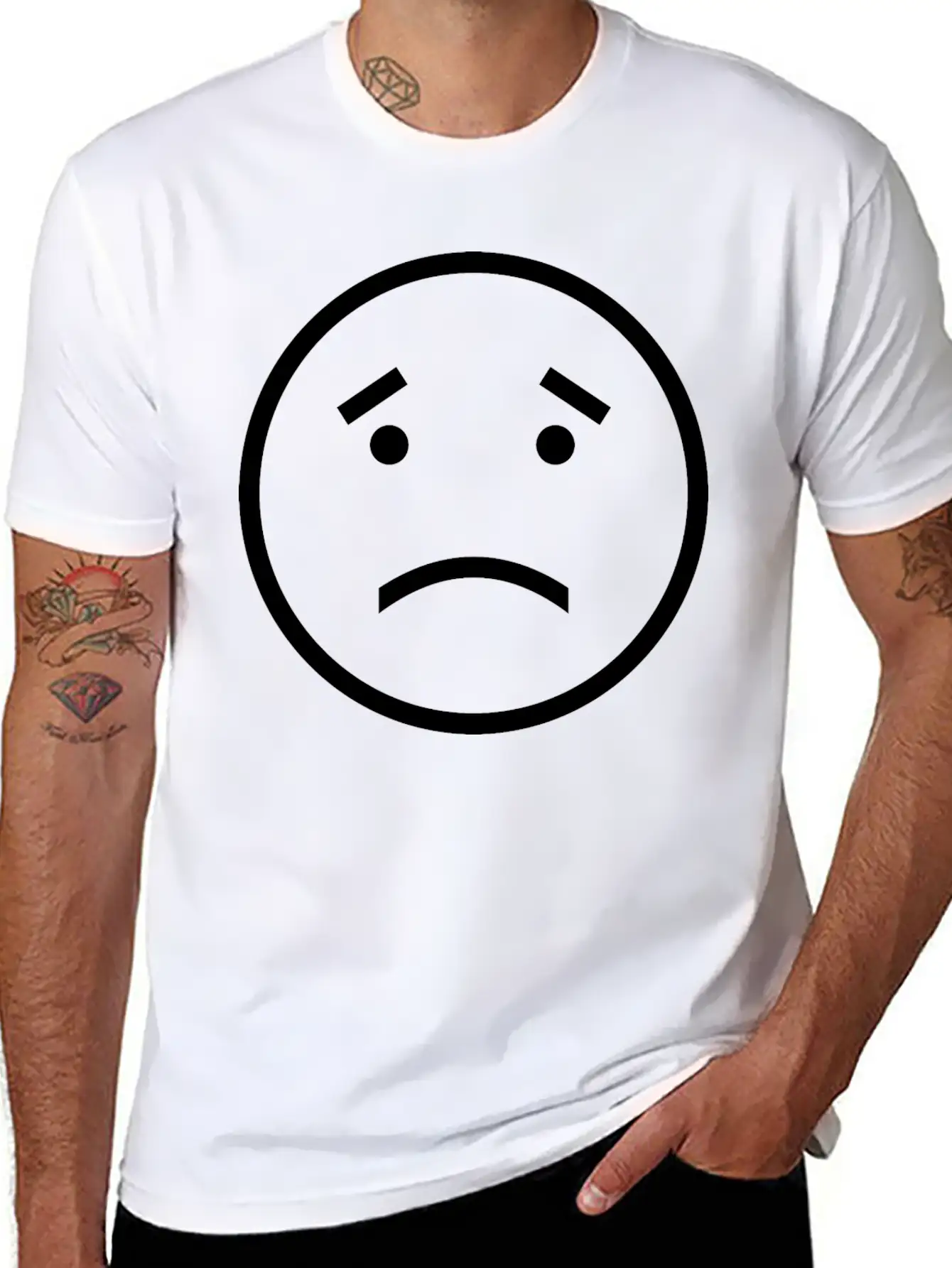 Unhappy Face Relaxed Everyday Tee – Lightweight And Durable Cotton