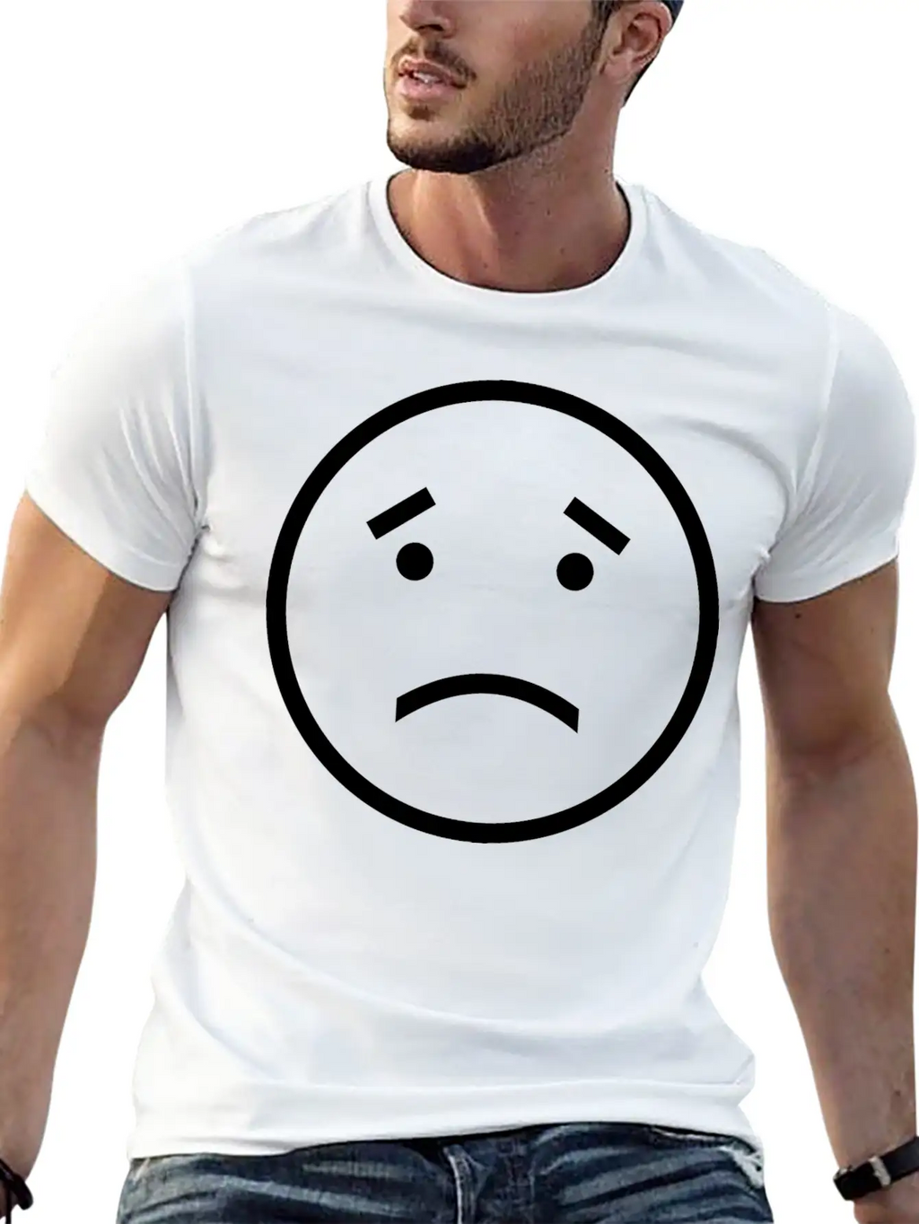Unhappy Face Relaxed Everyday Tee – Lightweight And Durable Cotton