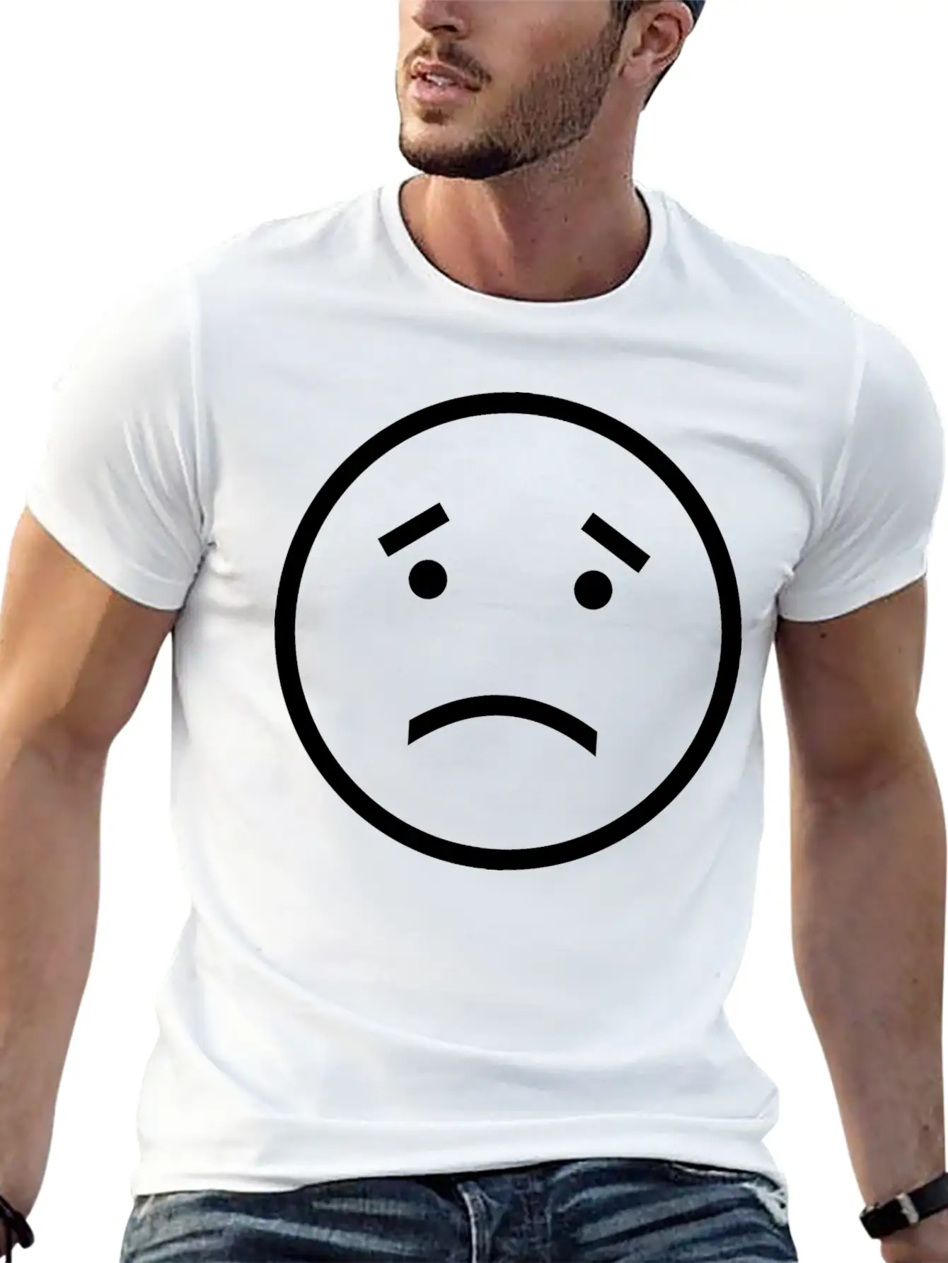 Unhappy Face Relaxed Everyday Tee – Lightweight And Durable Cotton