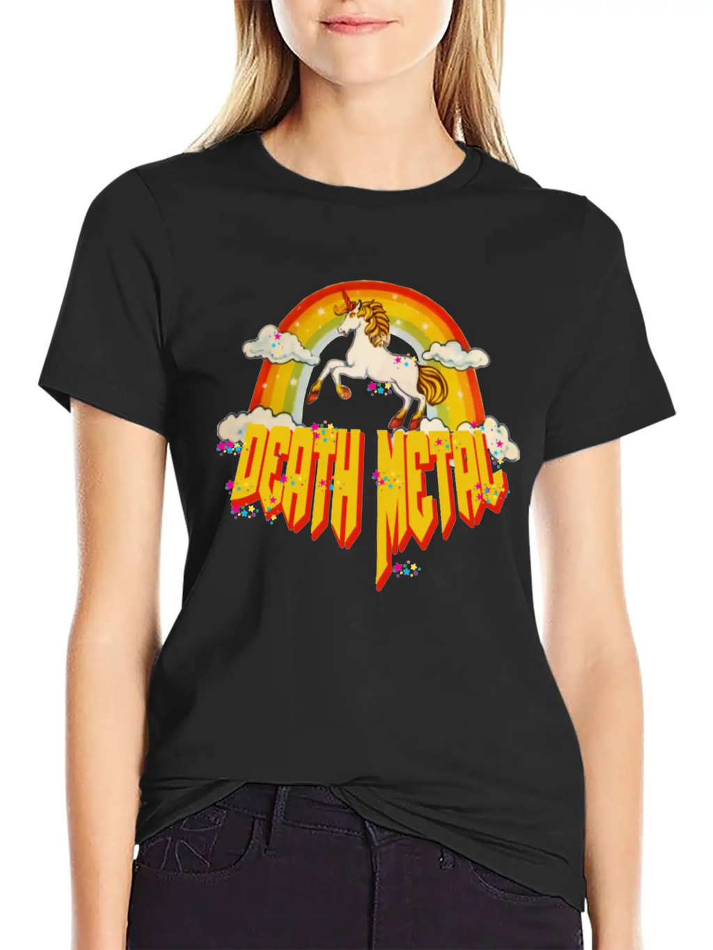 Unicorn Of Death Metal Breathable Graphic T-Shirt – Perfect For Casual Days