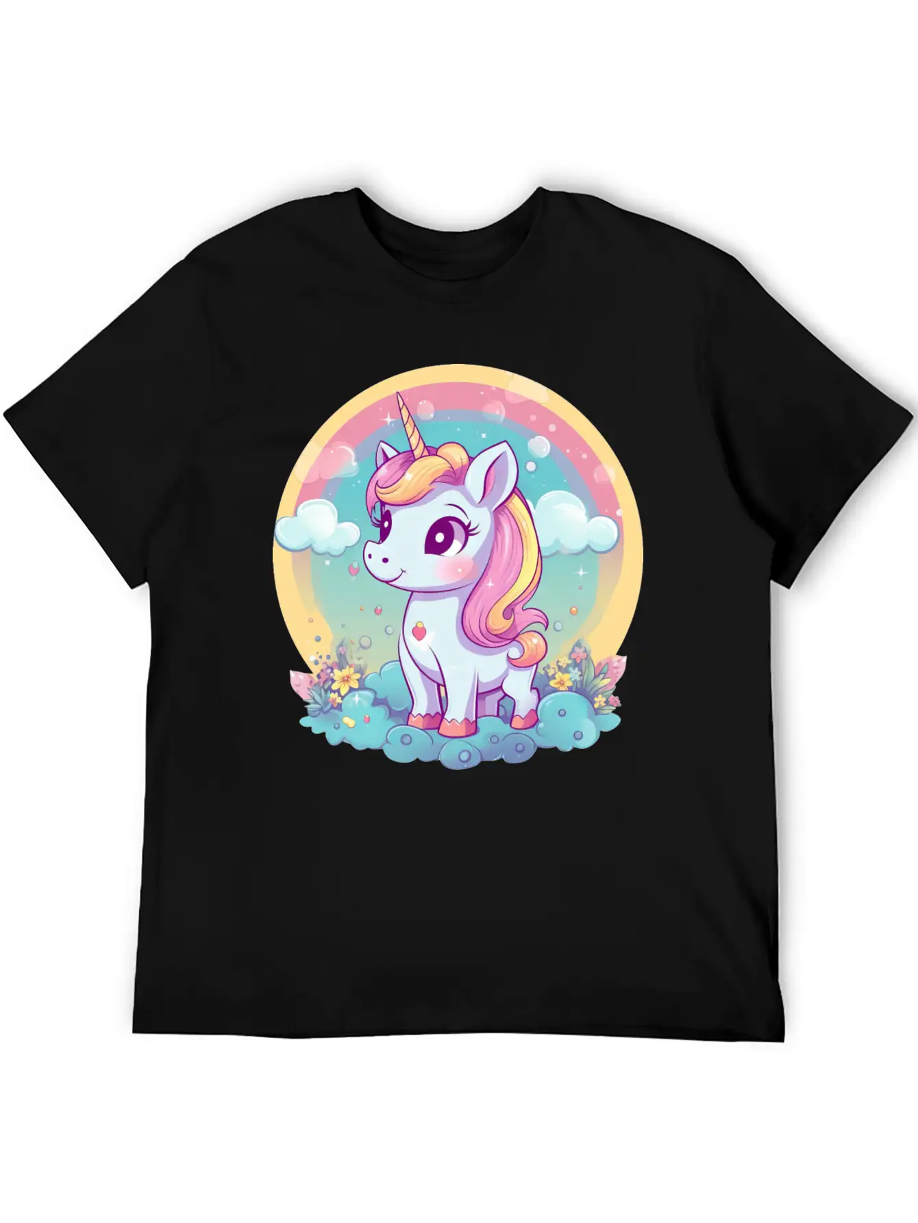 Unicorn Rainbow Sunset Essential Cotton Tee For Daily Outfits – Unisex Style