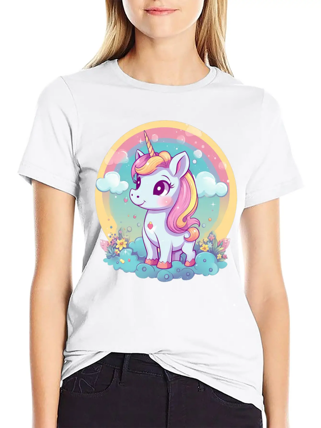 Unicorn Rainbow Sunset Essential Cotton Tee For Daily Outfits – Unisex Style