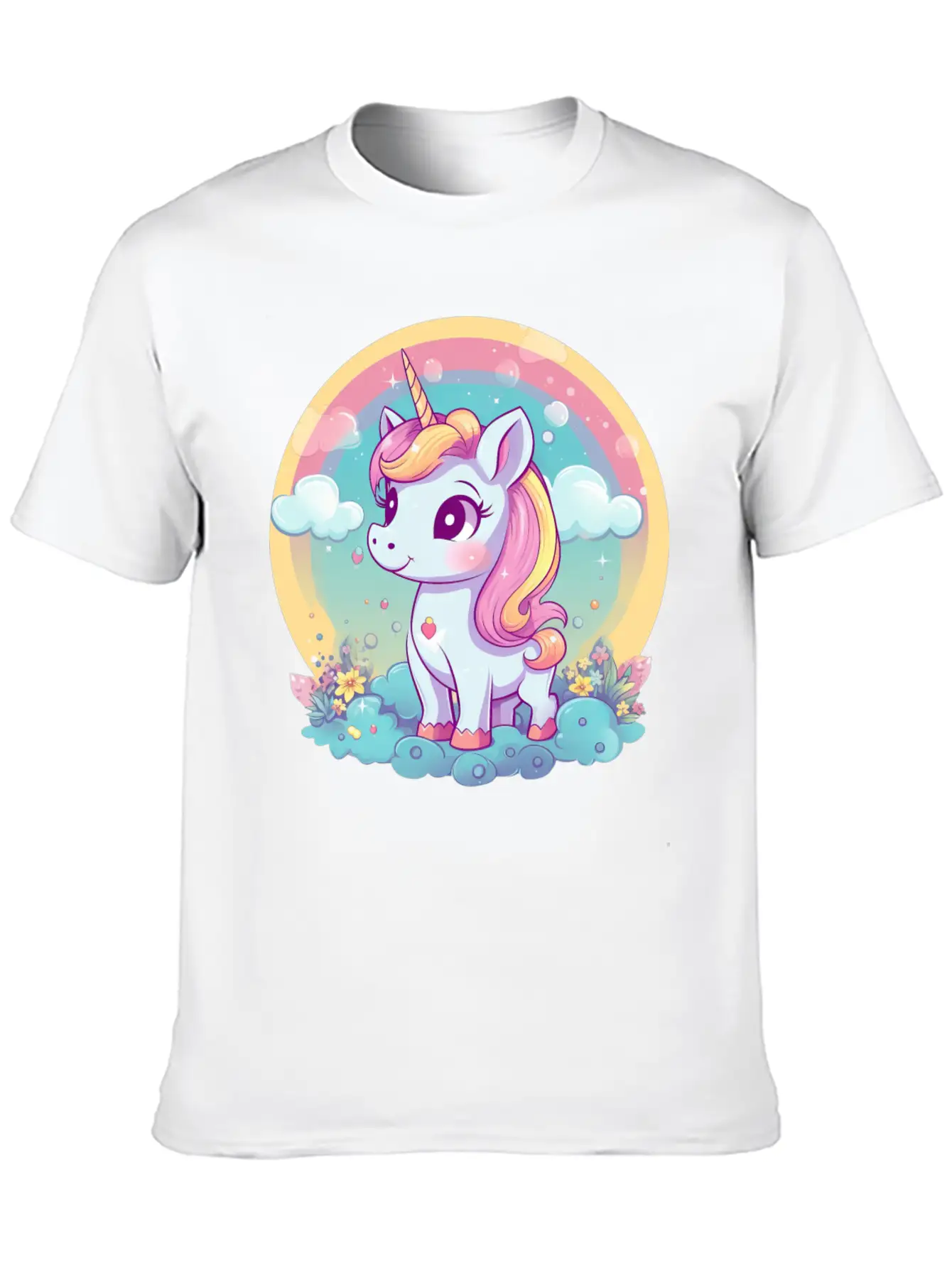 Unicorn Rainbow Sunset Essential Cotton Tee For Daily Outfits – Unisex Style
