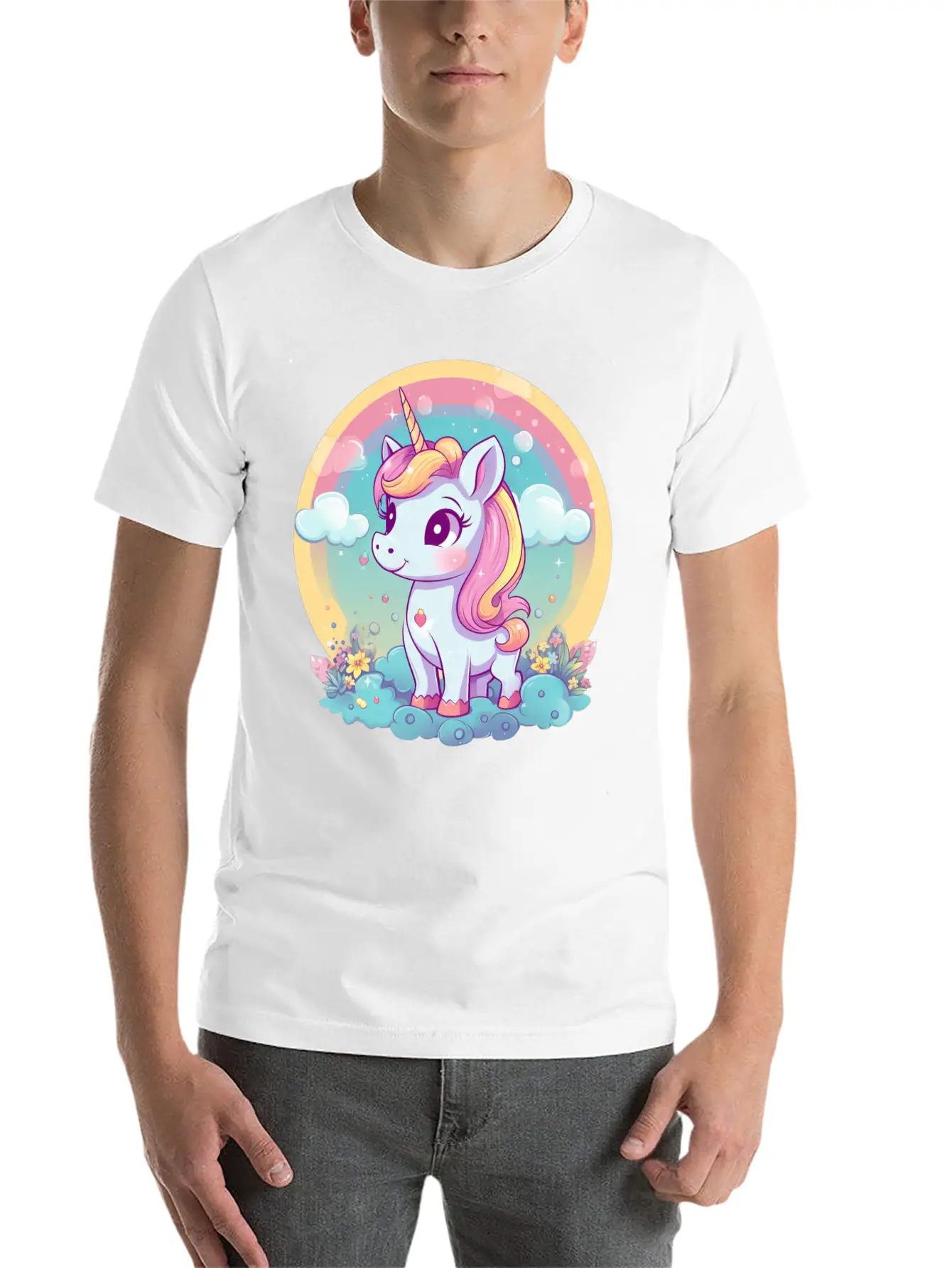Unicorn Rainbow Sunset Essential Cotton Tee For Daily Outfits – Unisex Style