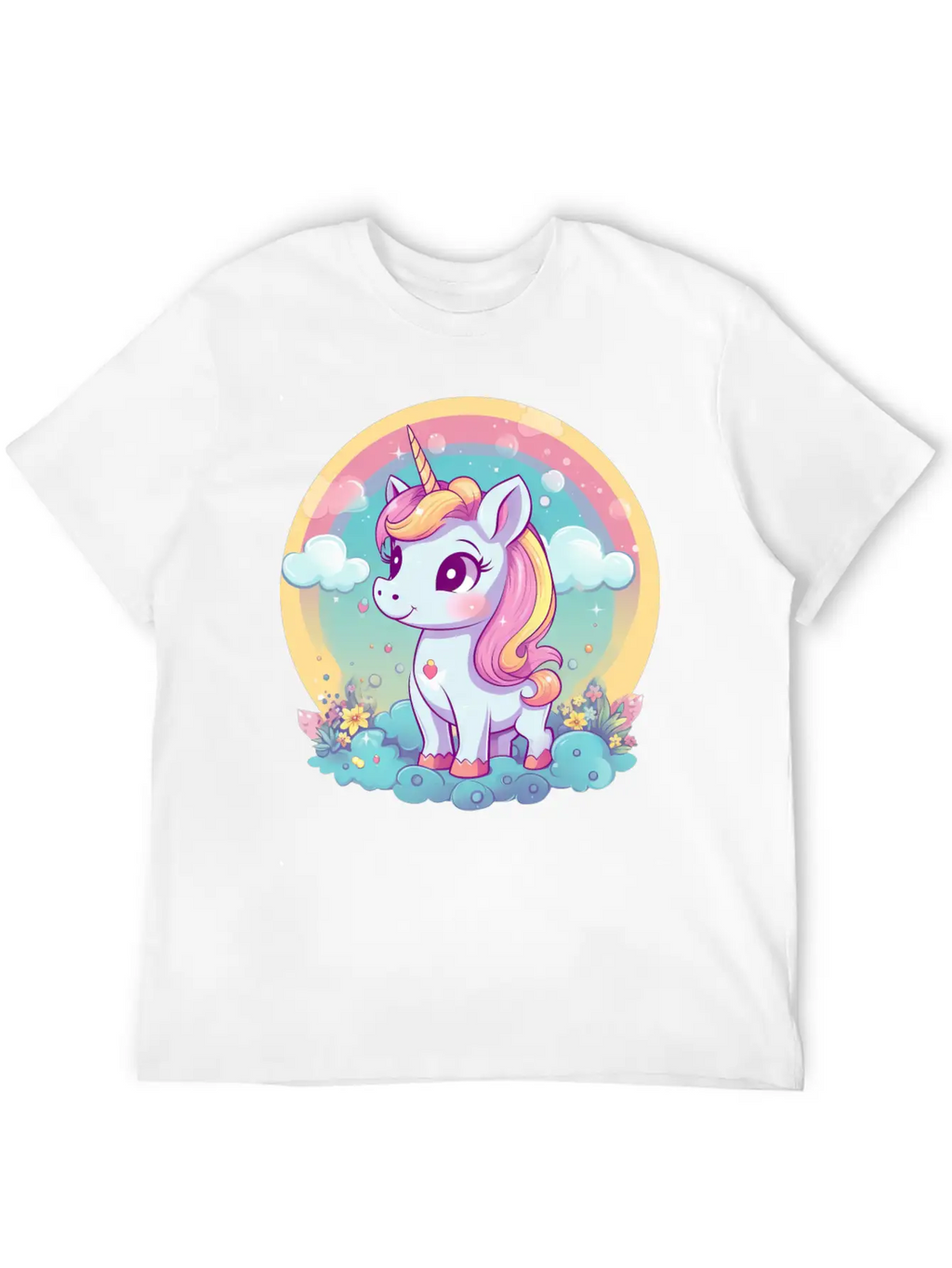 Unicorn Rainbow Sunset Essential Cotton Tee For Daily Outfits – Unisex Style