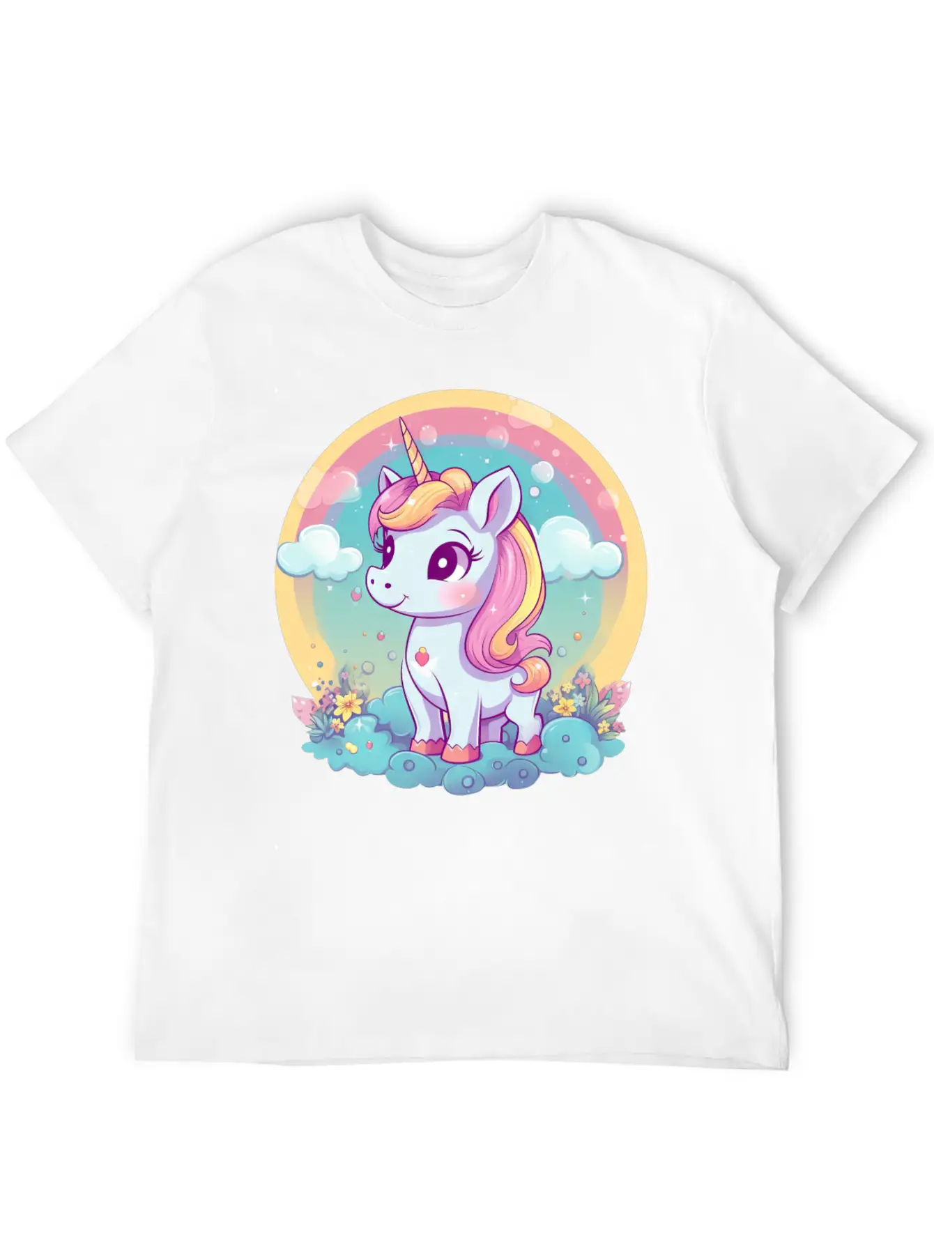 Unicorn Rainbow Sunset Essential Cotton Tee For Daily Outfits – Unisex Style