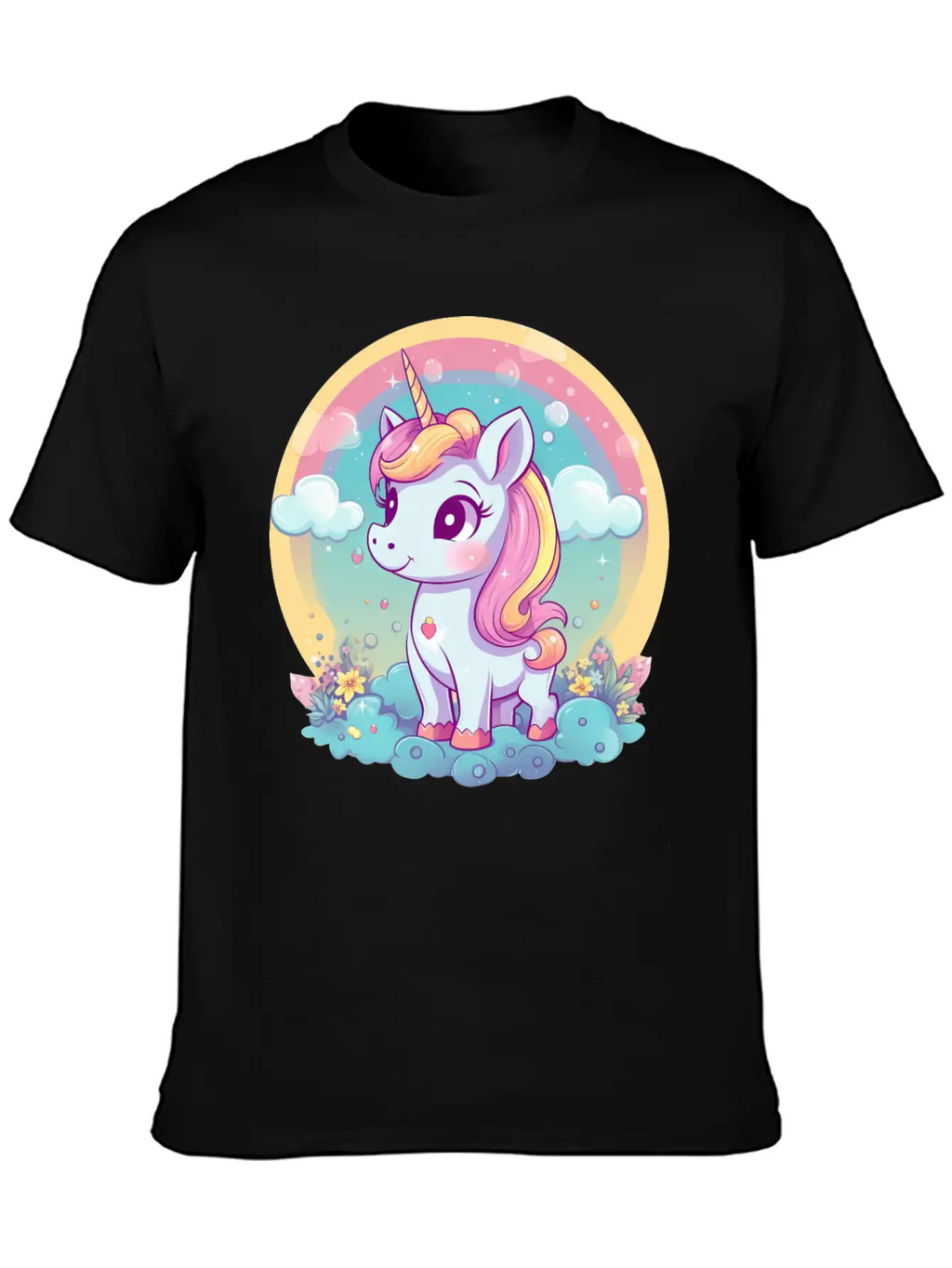 Unicorn Rainbow Sunset Essential Cotton Tee For Daily Outfits – Unisex Style