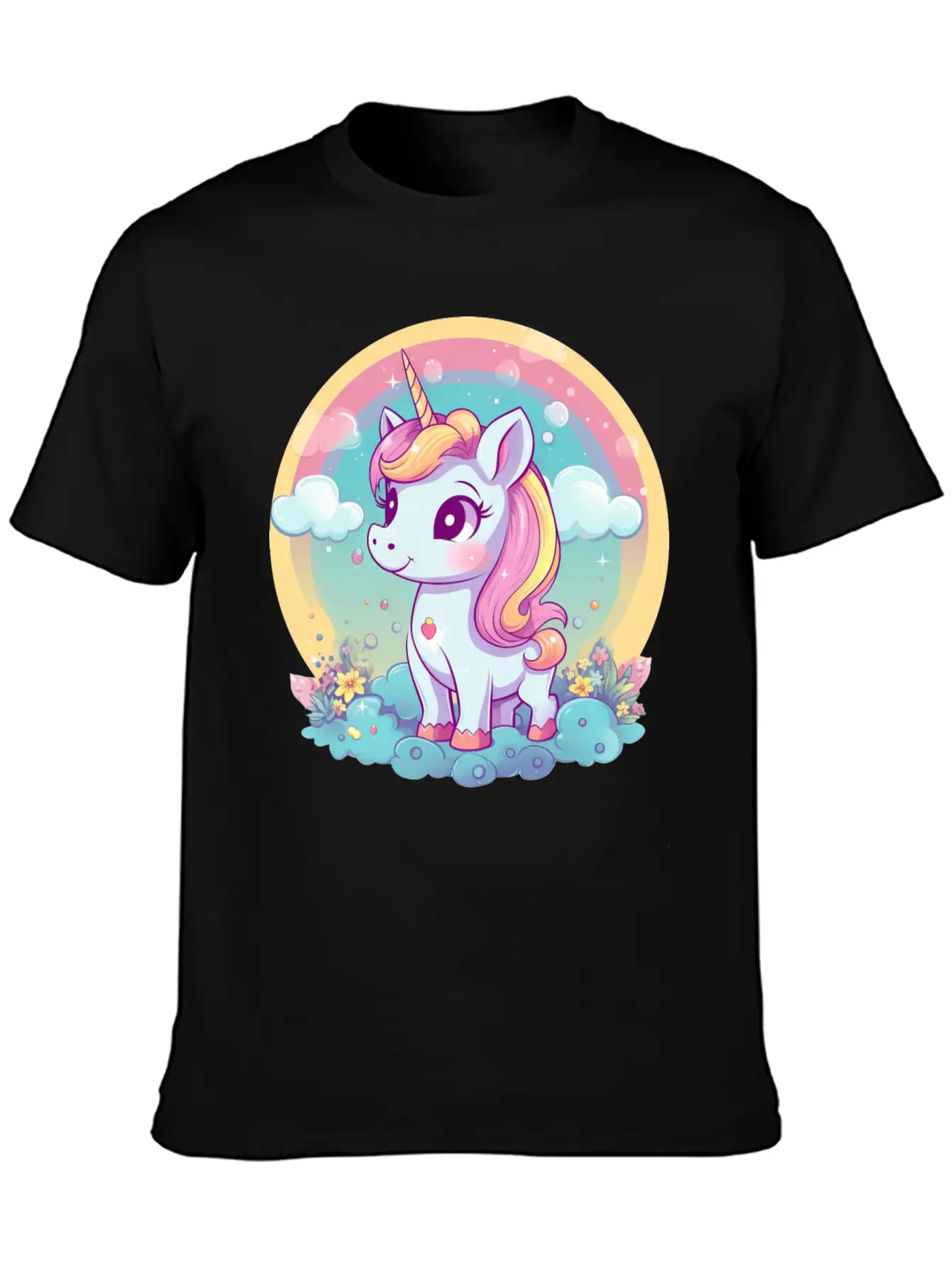 Unicorn Rainbow Sunset Essential Cotton Tee For Daily Outfits – Unisex Style