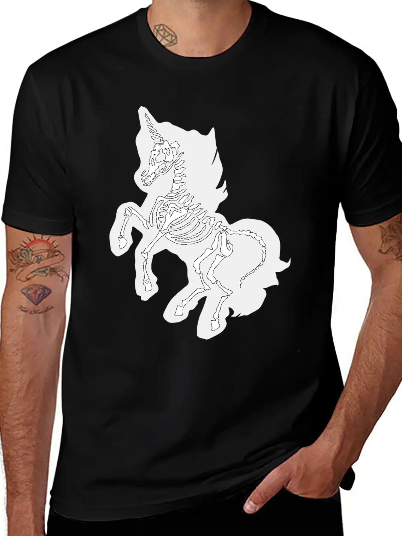 Unicorn Skeleton Breathable Soft Cotton T-Shirt – Timeless Casual Look