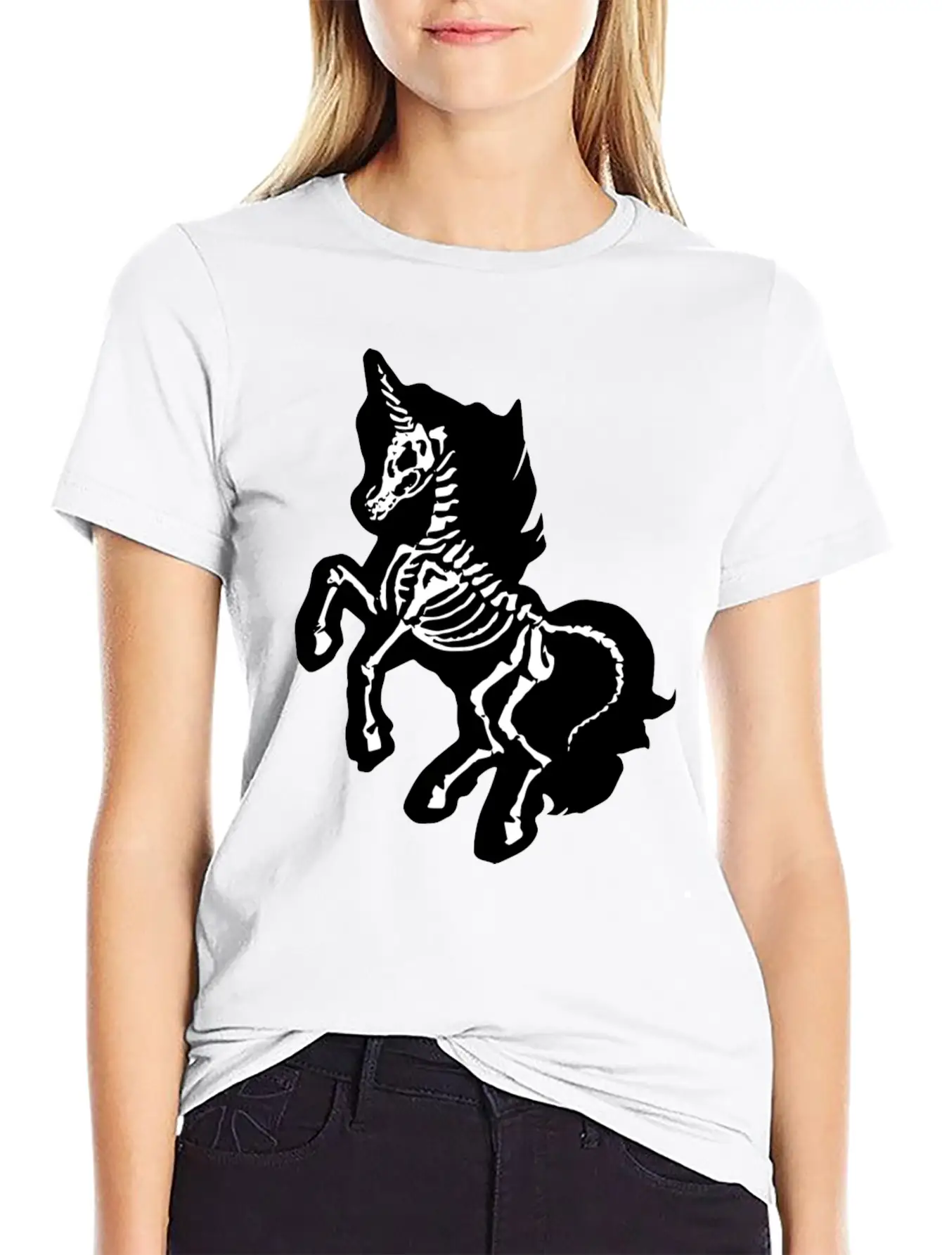 Unicorn Skeleton Breathable Soft Cotton T-Shirt – Timeless Casual Look