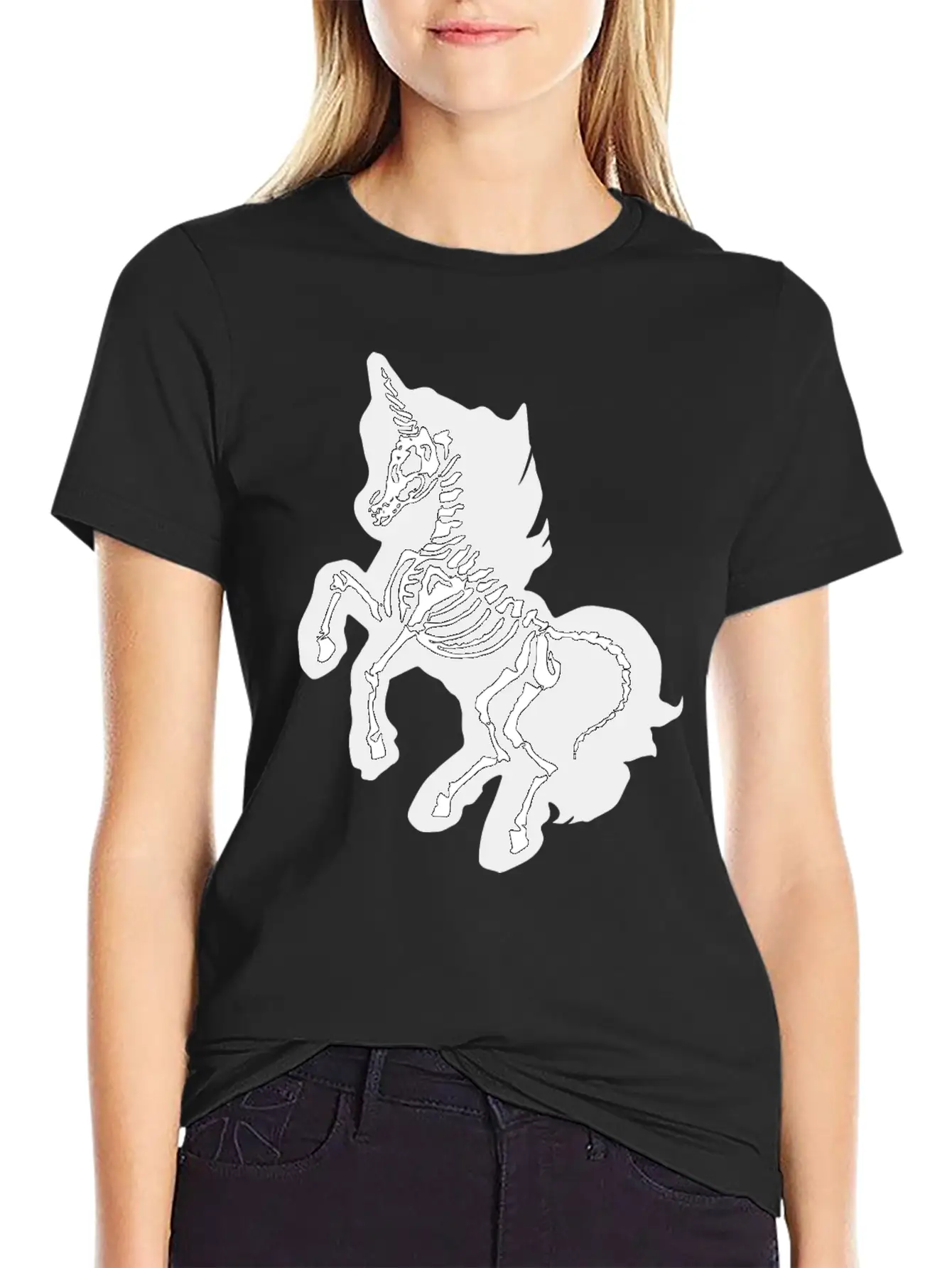 Unicorn Skeleton Breathable Soft Cotton T-Shirt – Timeless Casual Look