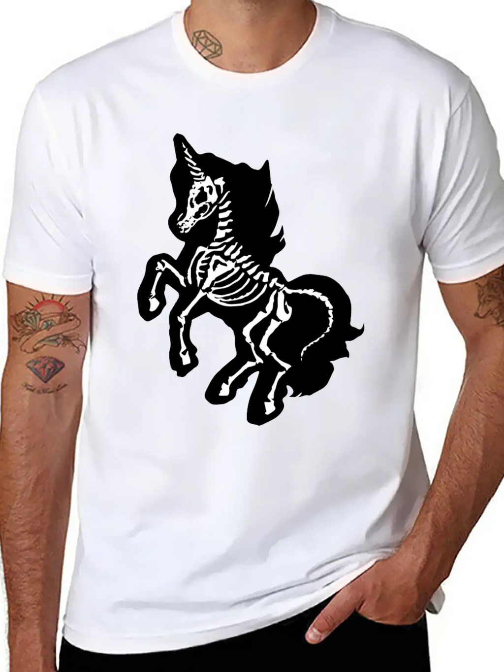 Unicorn Skeleton Breathable Soft Cotton T-Shirt – Timeless Casual Look