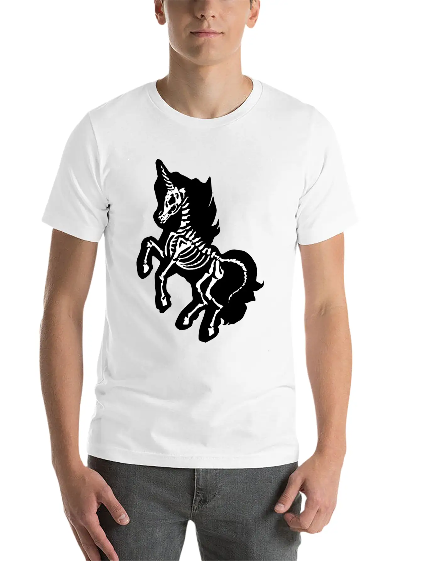 Unicorn Skeleton Breathable Soft Cotton T-Shirt – Timeless Casual Look