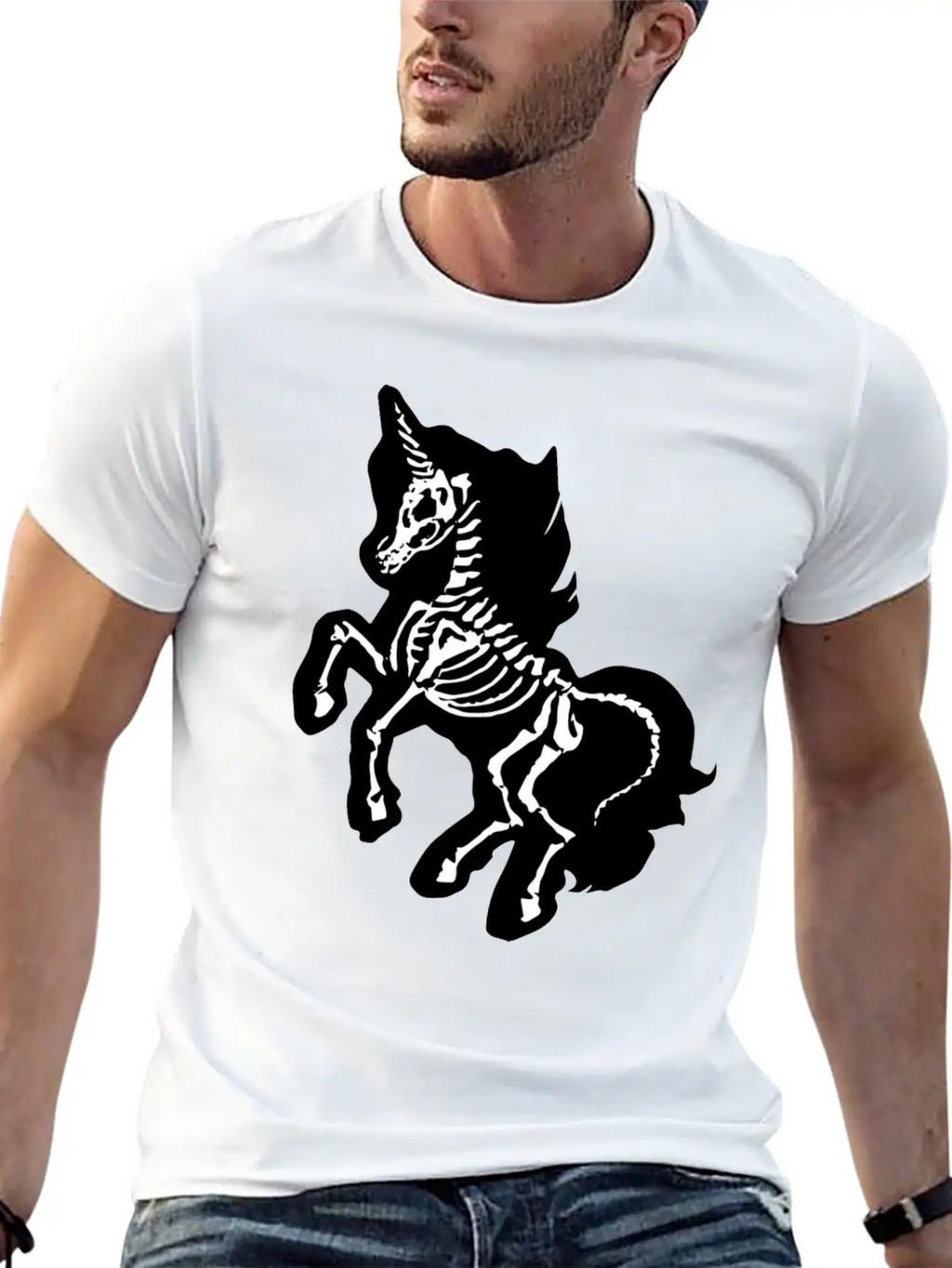 Unicorn Skeleton Breathable Soft Cotton T-Shirt – Timeless Casual Look