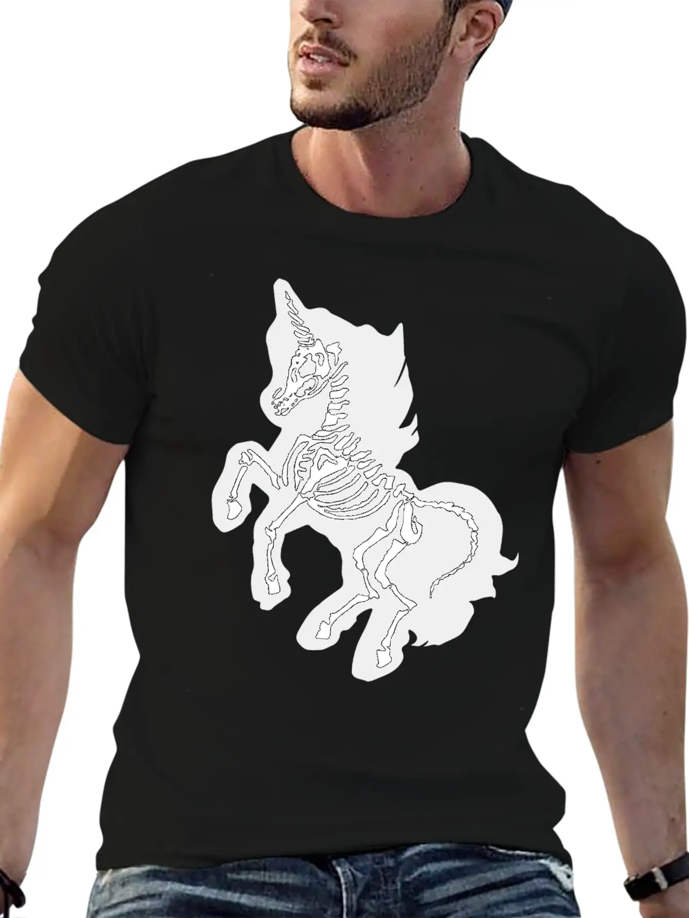 Unicorn Skeleton Breathable Soft Cotton T-Shirt – Timeless Casual Look